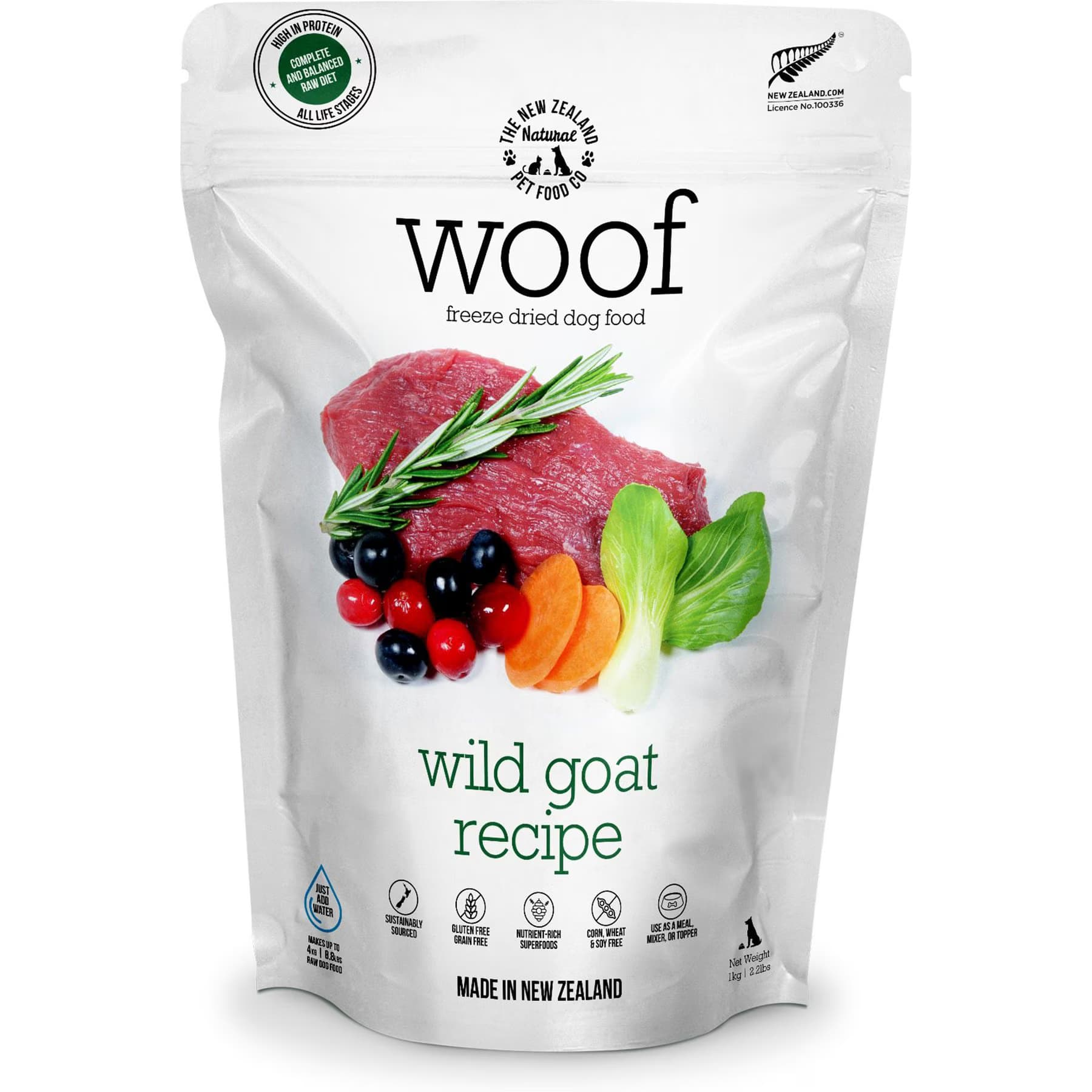 The New Zealand Natural Pet Food Co. Woof Wild Goat Grain-Free Freeze-Dried Raw Dog Food — view 2