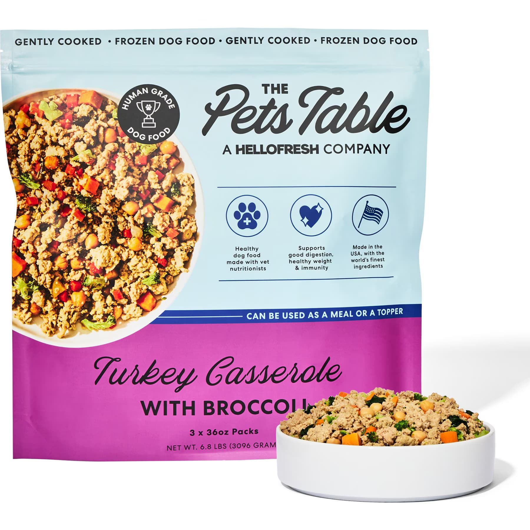The Pets Table The Pets Table Freshly-Made Frozen Human-Grade Turkey Casserole Dog Food, 32 to