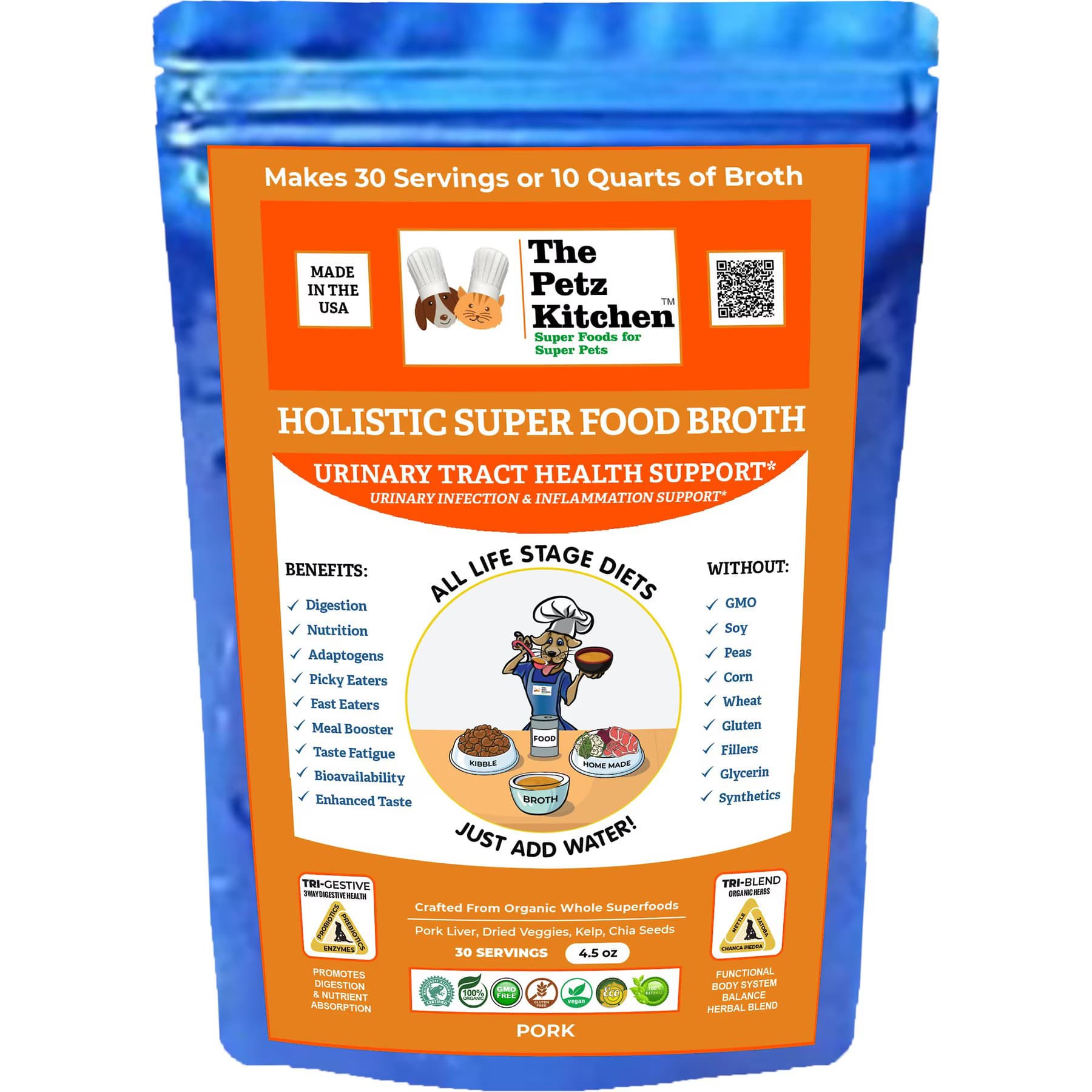The Petz Kitchen The Petz Kitchen Holistic Super Food Broth Urinary Track Health Support Pork Flavor Concentrate Powder Dog & Cat Supplement