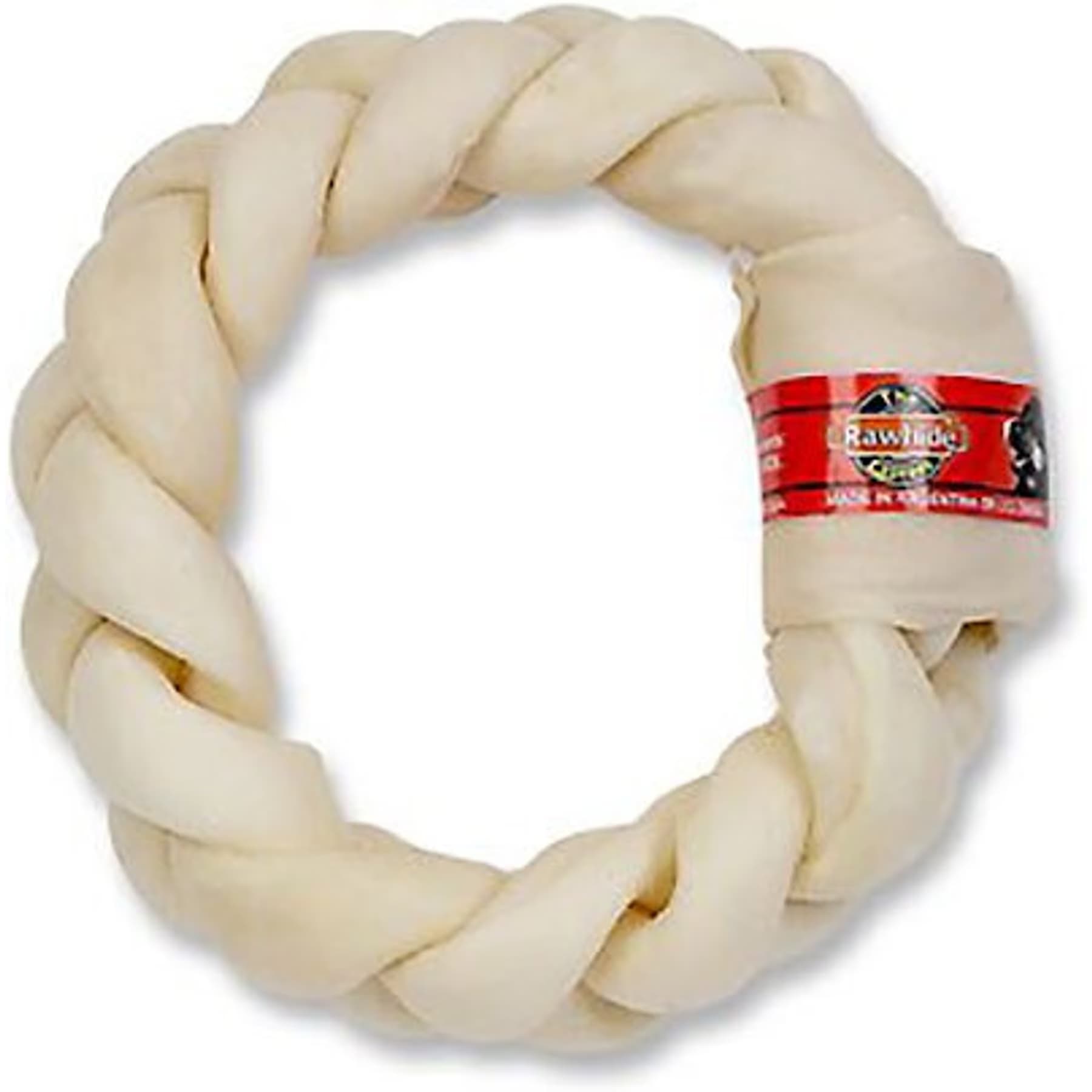 The Rawhide Express The Rawhide Express Natural Braided Donut Dog Treat, 7-8-in