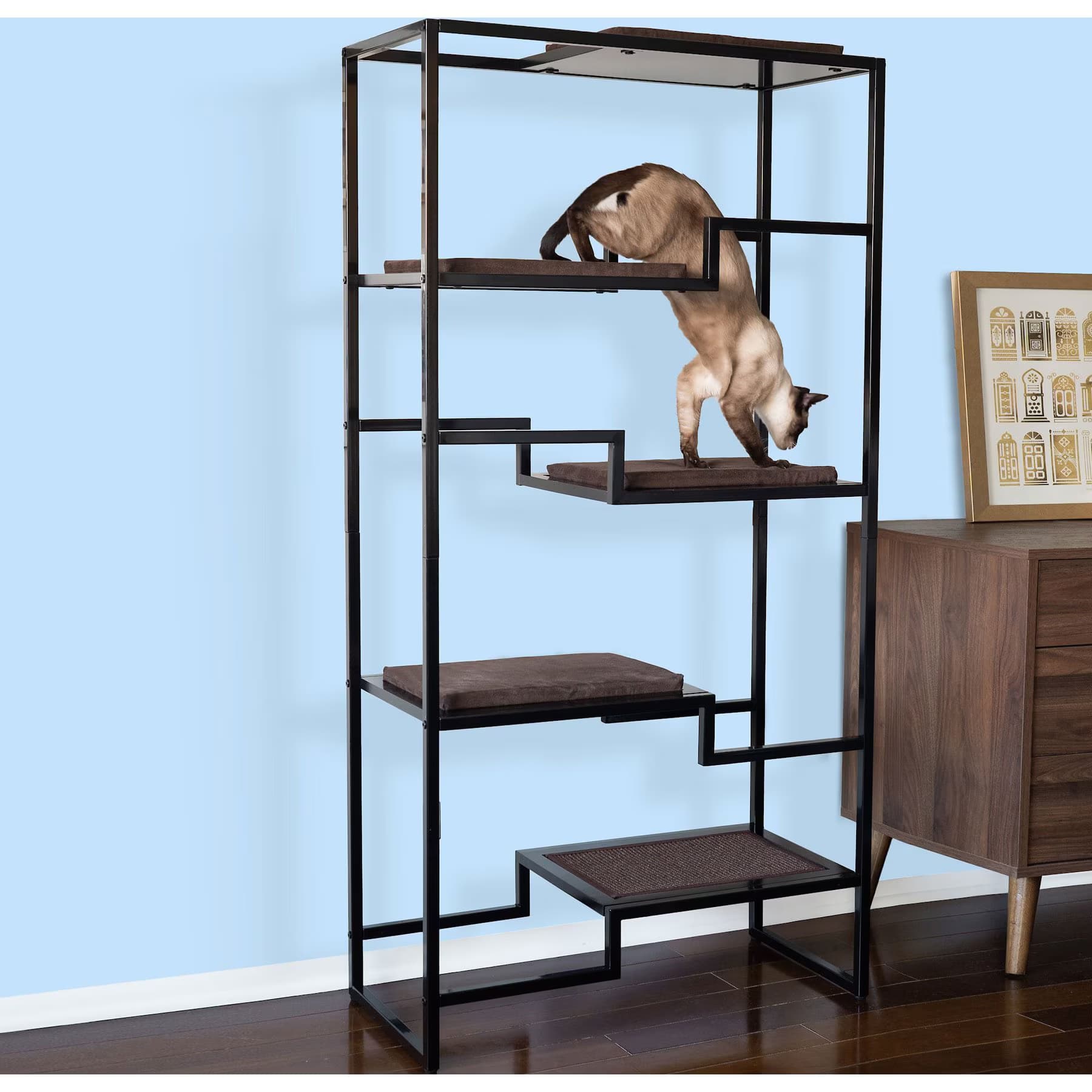 The Refined Feline The Refined Feline Metropolitan 62-in Faux-Fur Cat Tree & Condo, Black