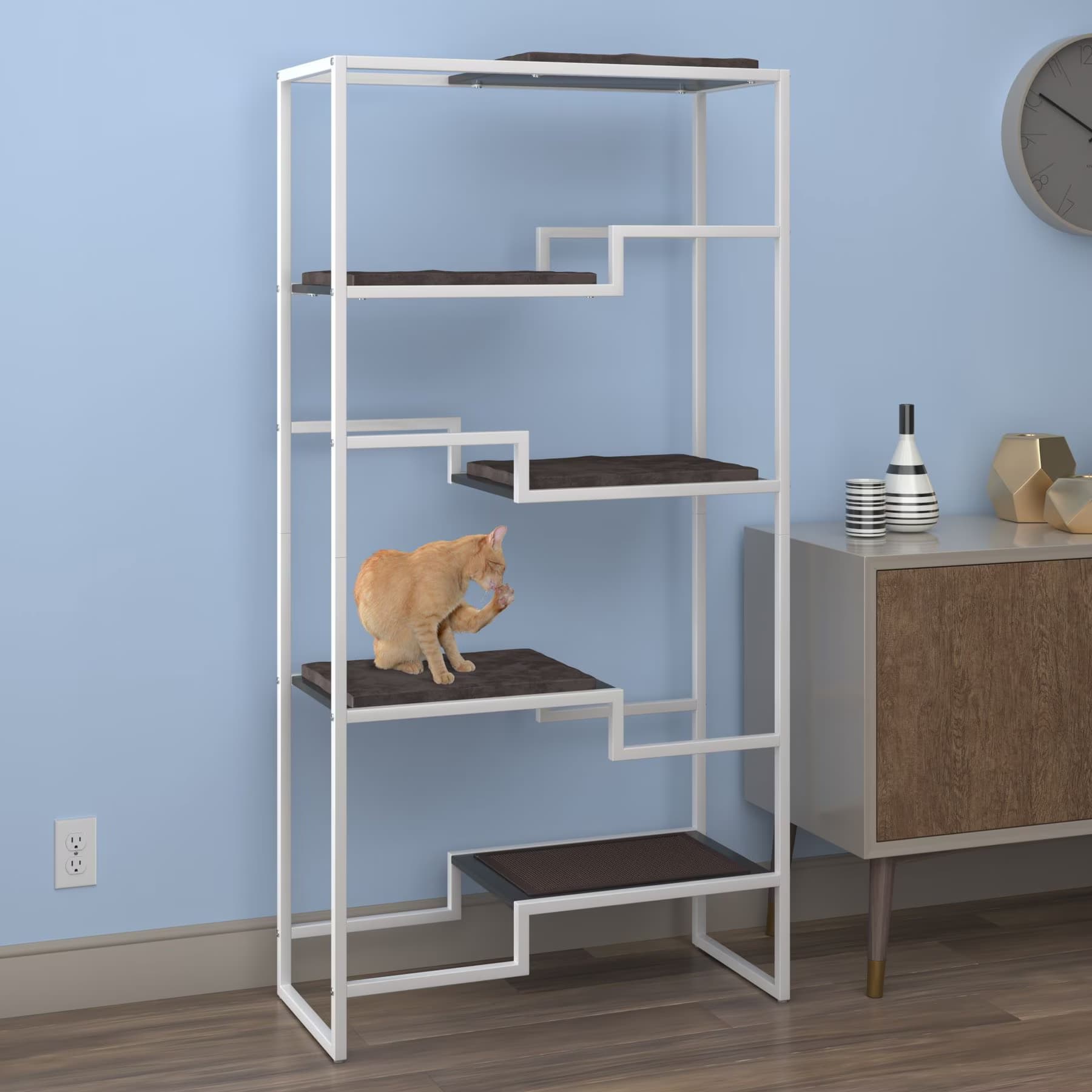 The Refined Feline The Refined Feline Metropolitan 62-in Faux-Fur Cat Tree & Condo, White with Black