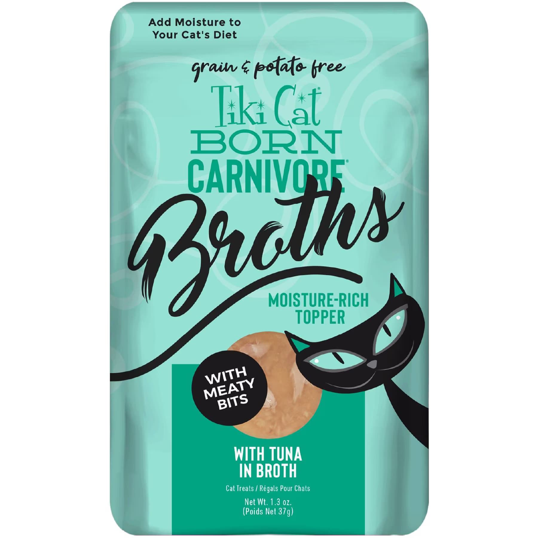 Tiki Cat Tiki Cat Born Carnivore Broths with Tuna in Broth Grain-Free Tuna in Broth with Meaty Bits Wet Cat Food Topper