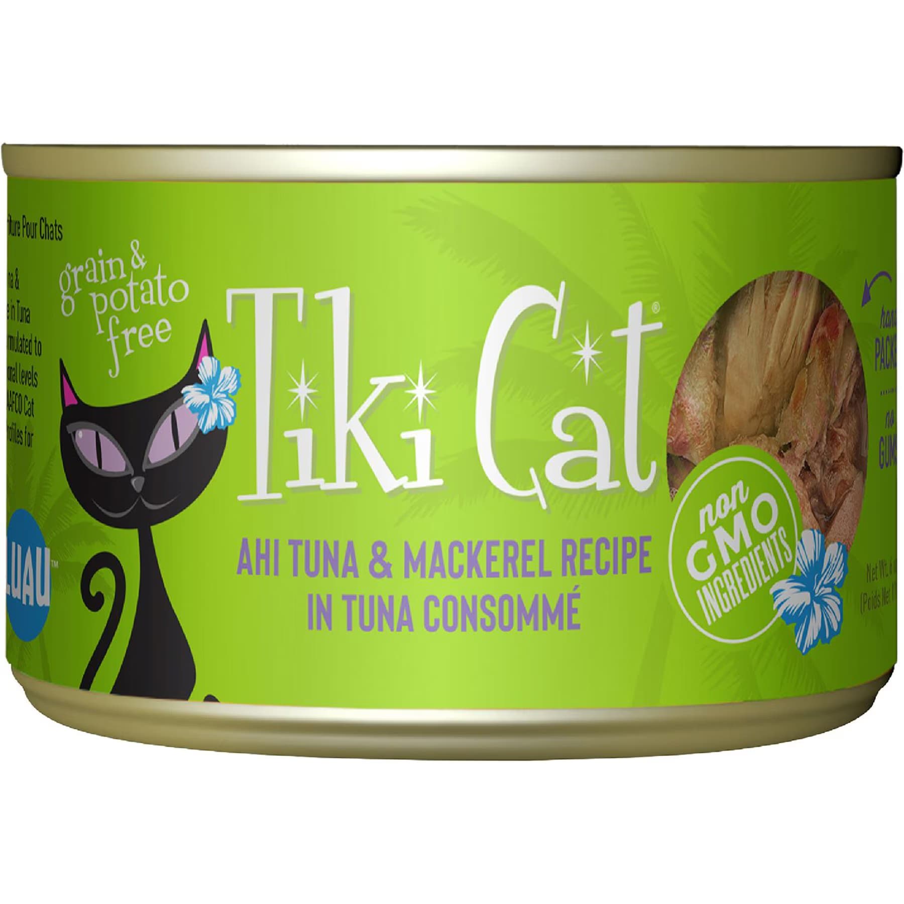 Tiki Cat Luau Ahi Tuna & Mackerel in Tuna Consomme Grain-Free Canned Cat Food, 2.8-oz — view 2