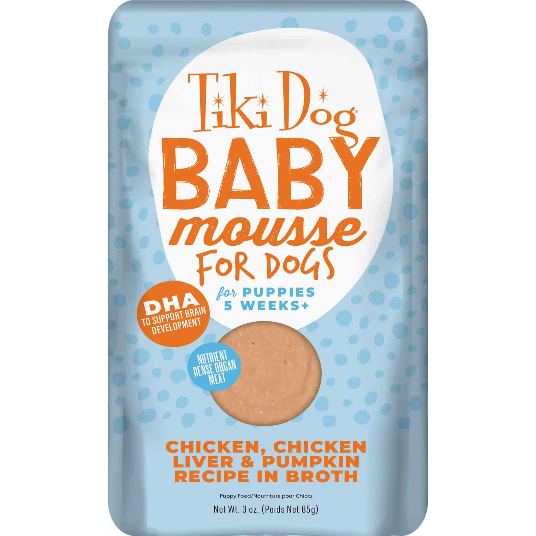 Tiki Dog Tiki Dog Baby Mousse for Puppies, Grain-Free Chicken, Chicken Liver & Pumpkin Recipe Wet Dog Food