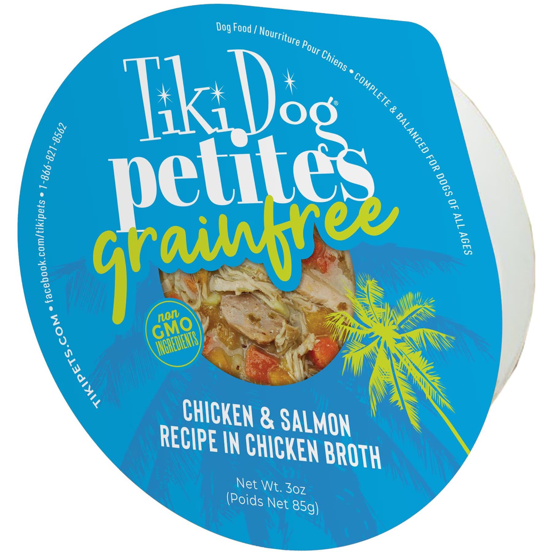 Tiki Dog Tiki Dog Petites Grain-Free Chicken & Salmon Wet Dog Food, 3-oz cup