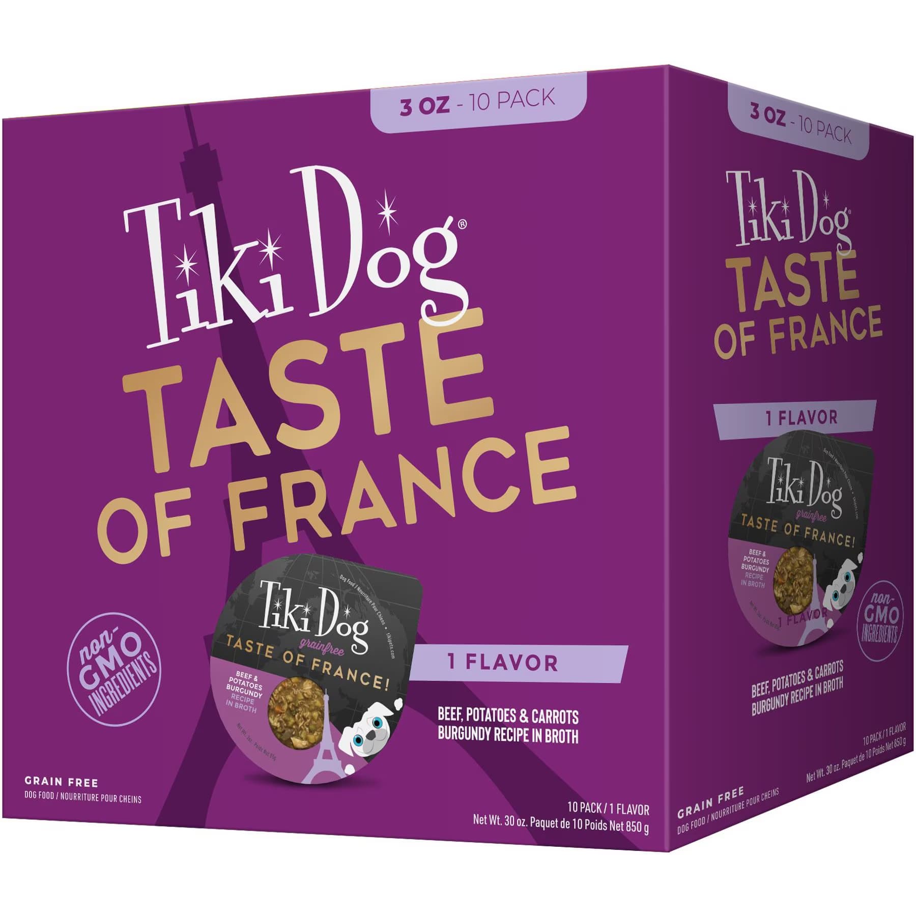Tiki Dog Tiki Dog Taste of the World France Grain-Free Beef, Potatoes & Carrots Burgundy Recipe Wet Dog Food, 3-oz cup