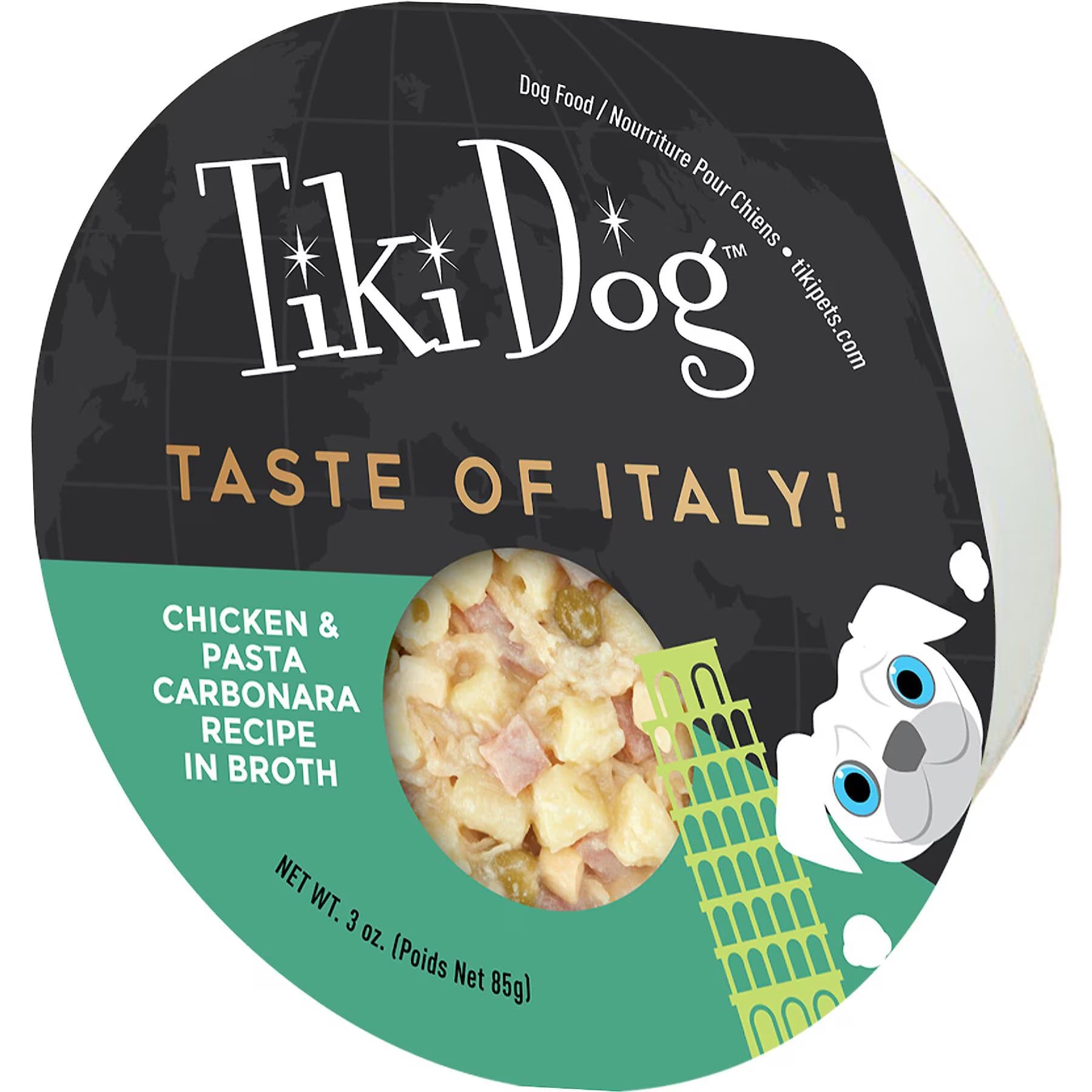 Tiki Dog Tiki Dog Taste of the World Italy Chicken & Pasta Carbonara Recipe Taste of Italy Wet Dog Food, 3-oz cup