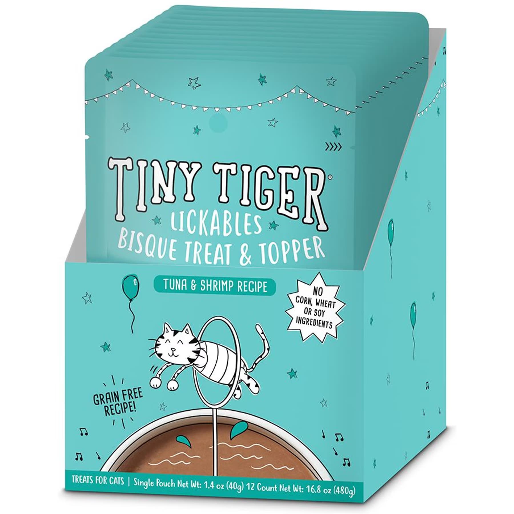 Tiny Tiger Tiny Tiger Lickables, Tuna & Shrimp Recipe, Bisque Cat Treat & Topper