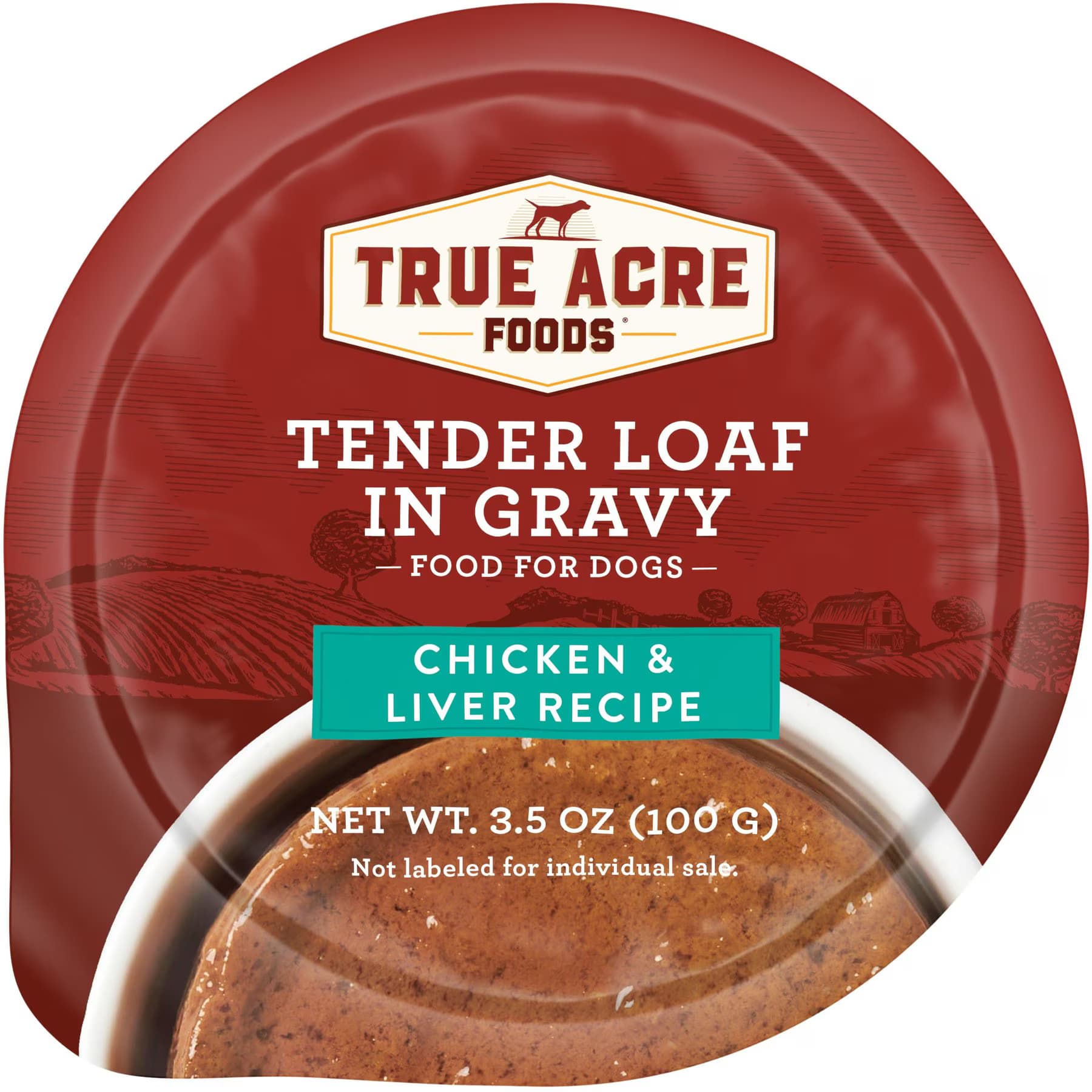 True Acre Foods True Acre Foods Chicken & Liver Recipe Tender Loaf in Gravy, Wet Dog Food, 3.5-oz cup