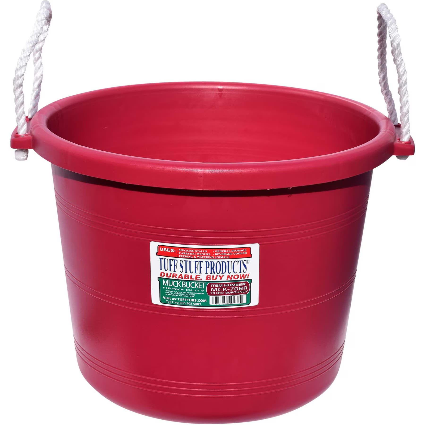 Tuff Stuff Products Tuff Stuff Products Heavy Duty Muck Bucket Farm Animal Feeder, 70-qt, Burgundy