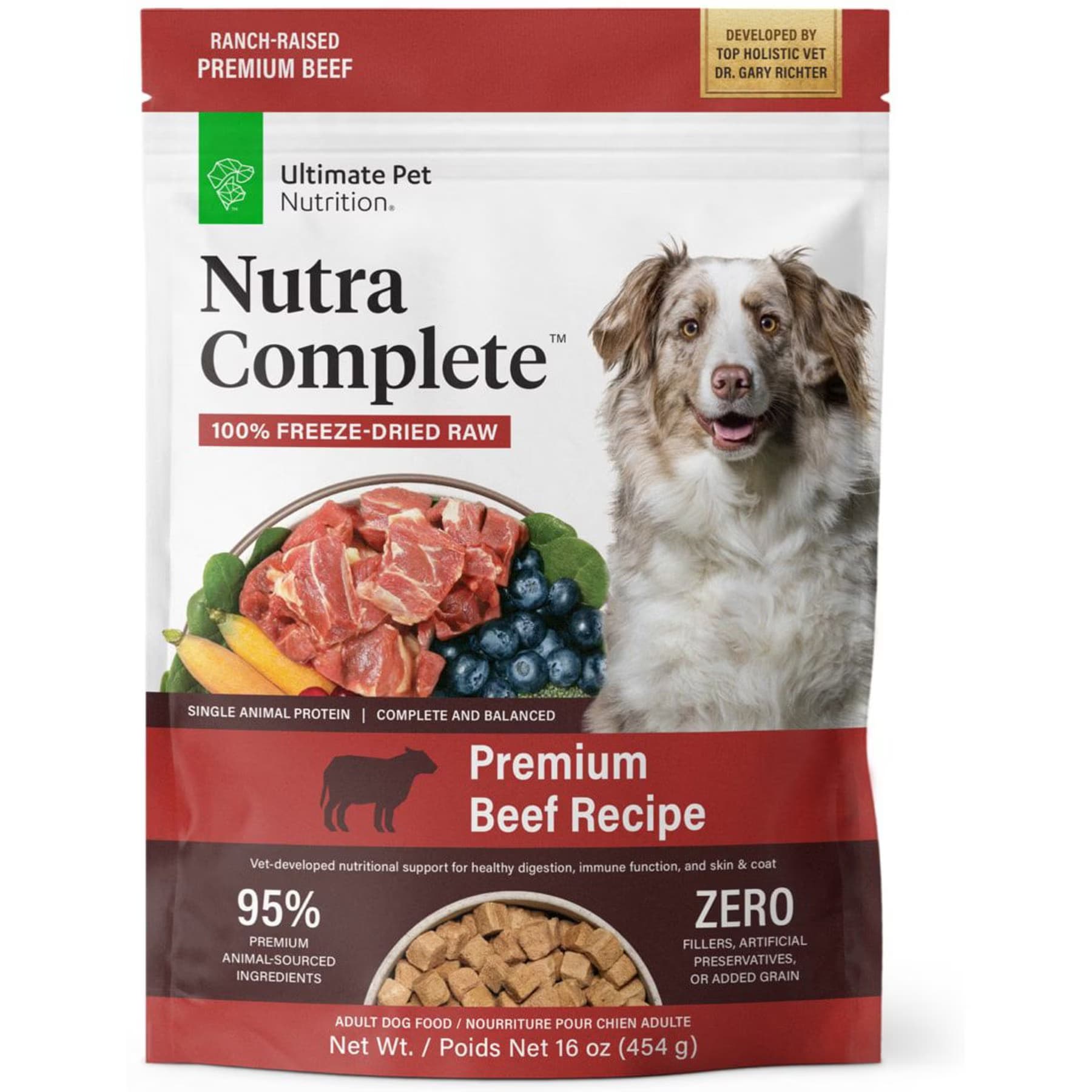 Ultimate Pet Nutrition Ultimate Pet Nutrition Nutra Complete Premium Beef Freeze-Dried Raw Dog Food, 10-oz bundle