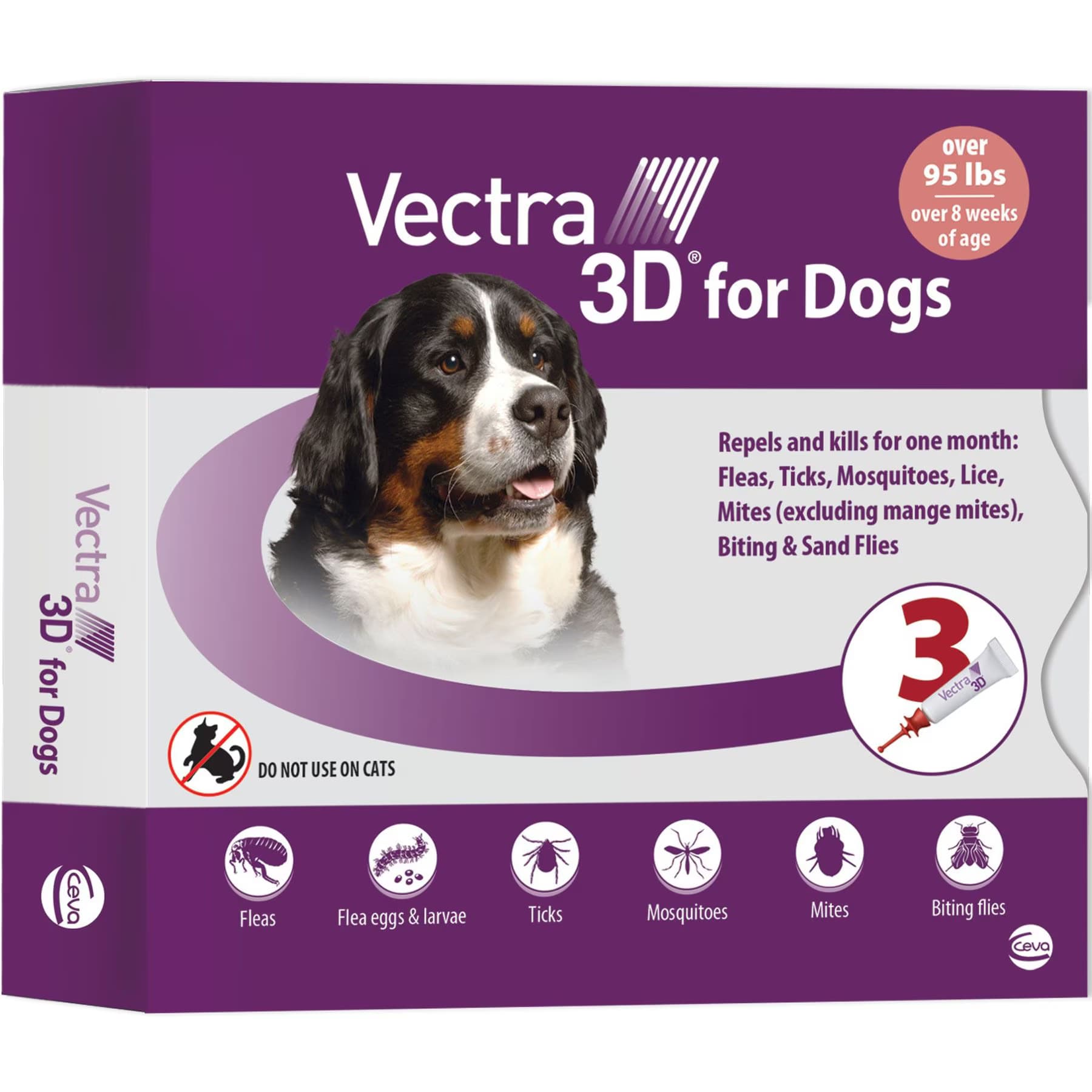 Vectra Vectra 3D Flea & Tick Control for Dogs over 95lbs, 12 Doses (12-mos. supply) — Over 95 lbs