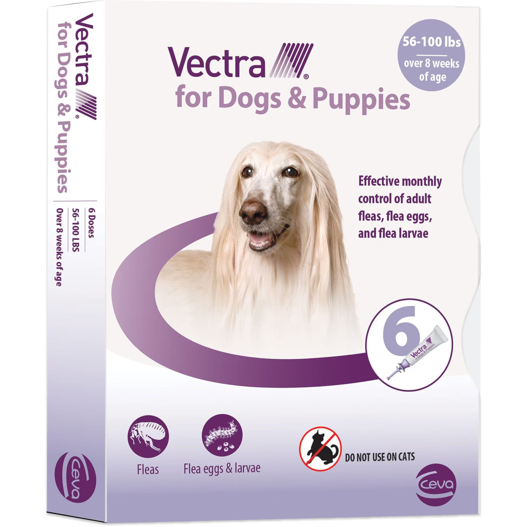 Vectra Vectra Flea Spot Treatment for Large Dogs & Puppies, 56-100 lbs, (Lavender Box), 6 Doses (6-mos. supply)