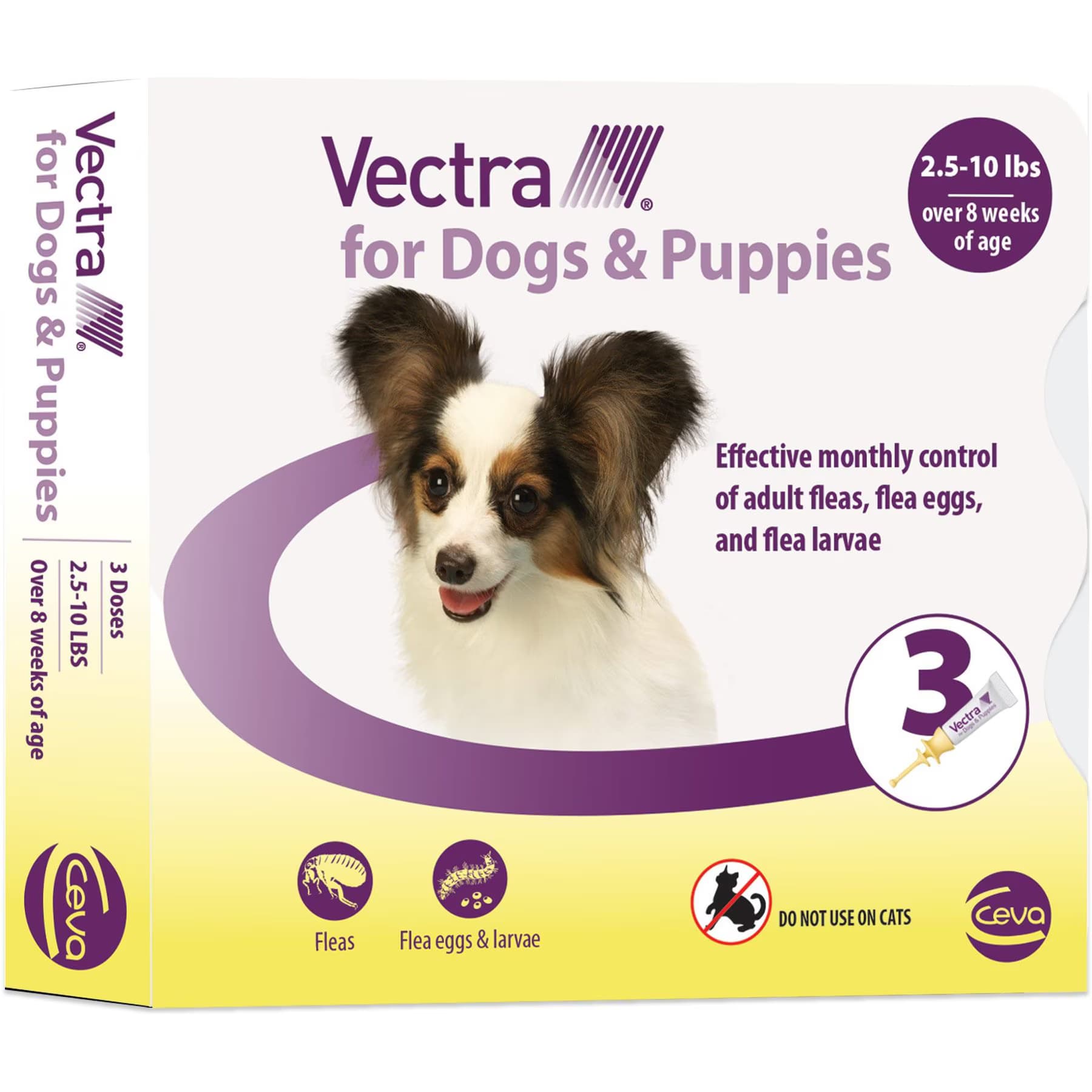 Vectra Vectra Flea Spot Treatment for X-Small Dogs & Puppies, 2.5-10 lbs, (Yellow Box), 3 Doses (3-mos. supply)