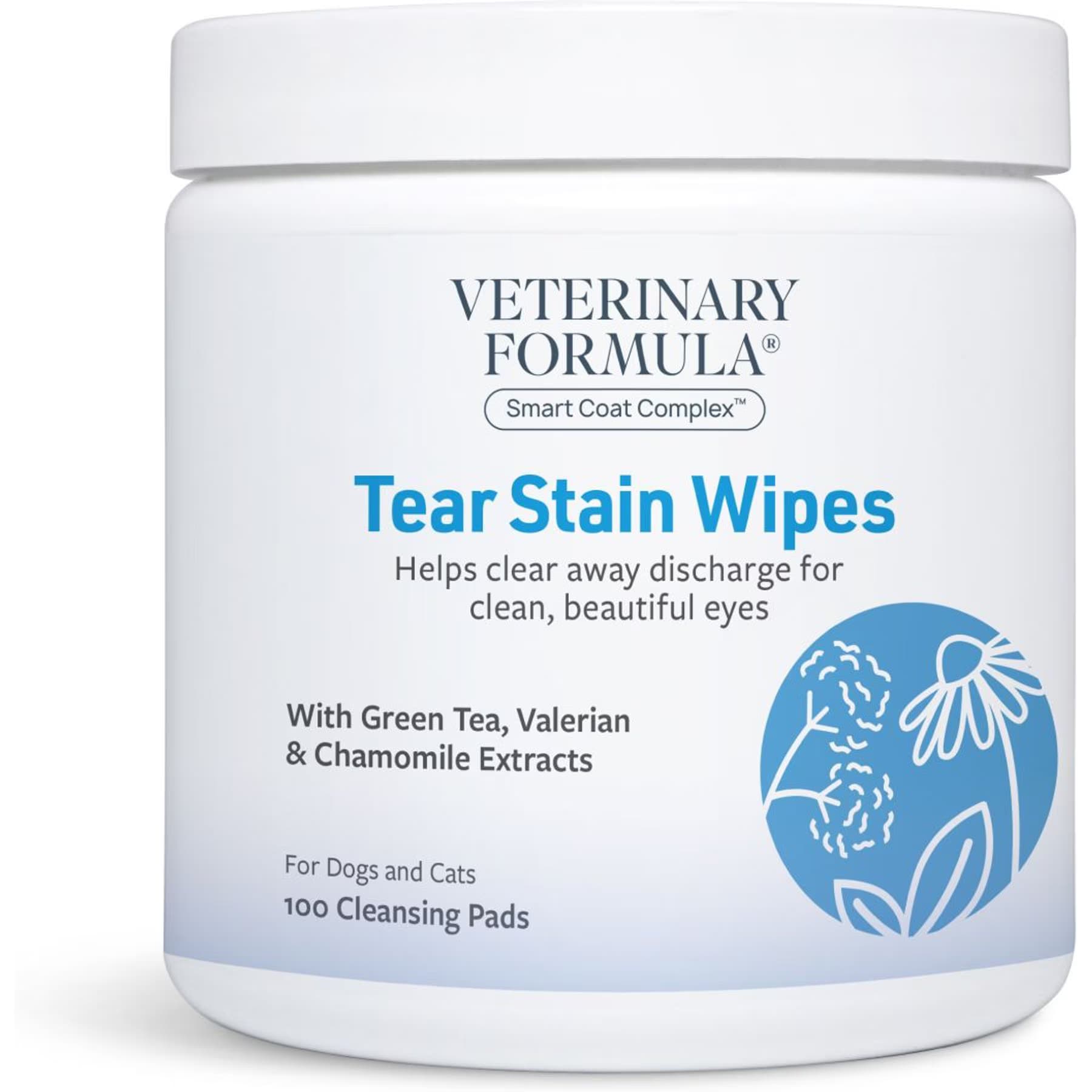 Veterinary Formula Smart Coat Complex Veterinary Formula Smart Coat Complex Fragrance-Free Dog & Cat Tear Stain Eye Wipes