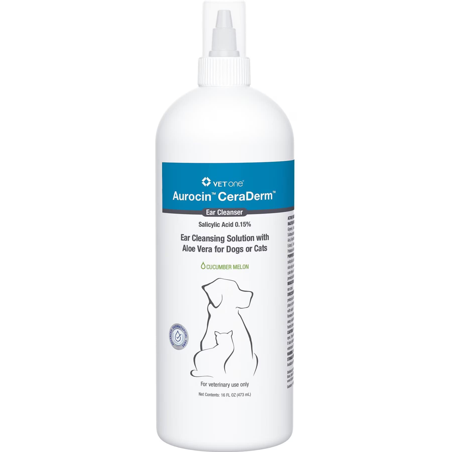 VetOne VetOne Aurocin CeraDerm Dog & Cat Ear Cleanser, 16-fl oz bottle