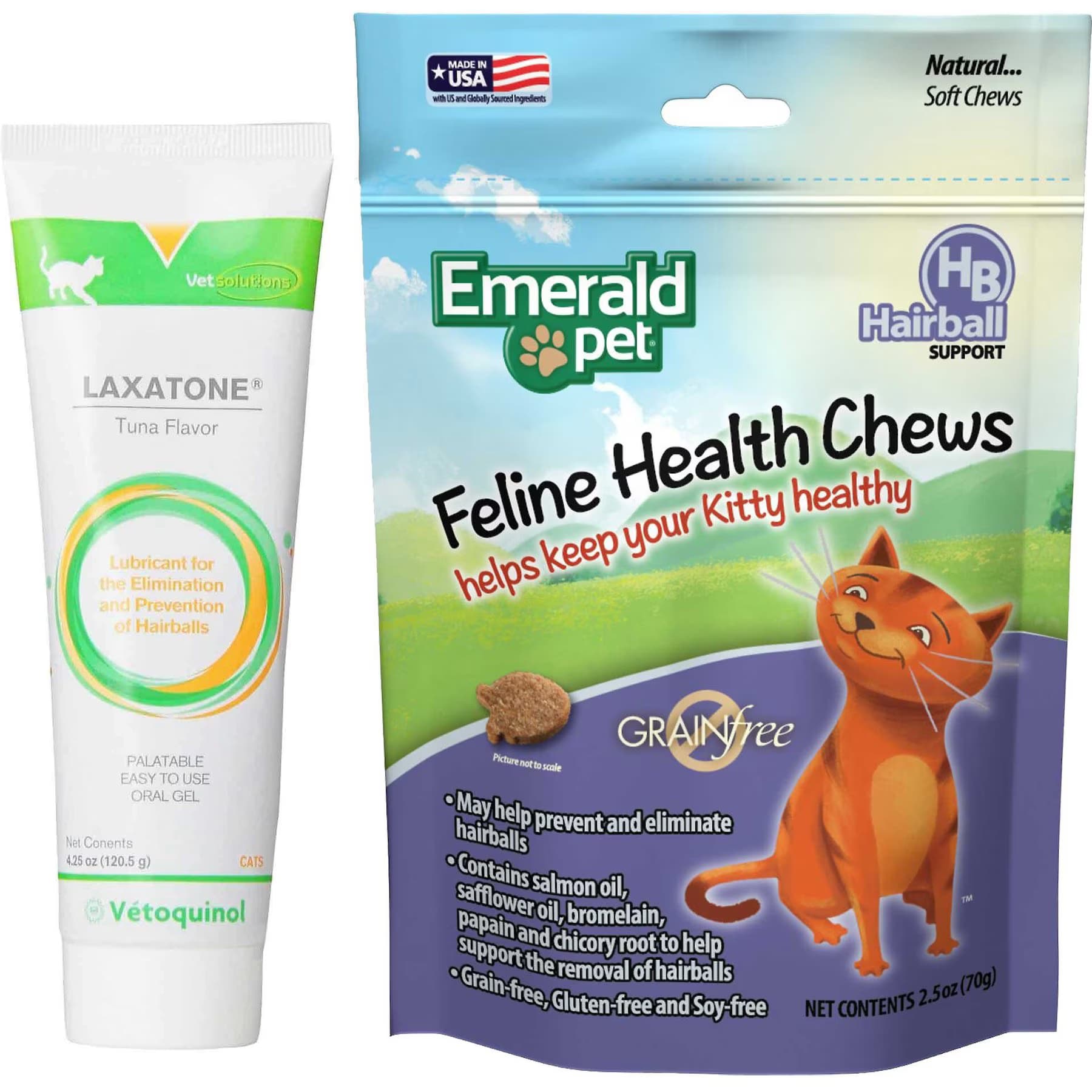 Vetoquinol||Emerald Pet Vetoquinol Laxatone Lubricant for Hairballs Tuna Flavored Cat Oral Gel
