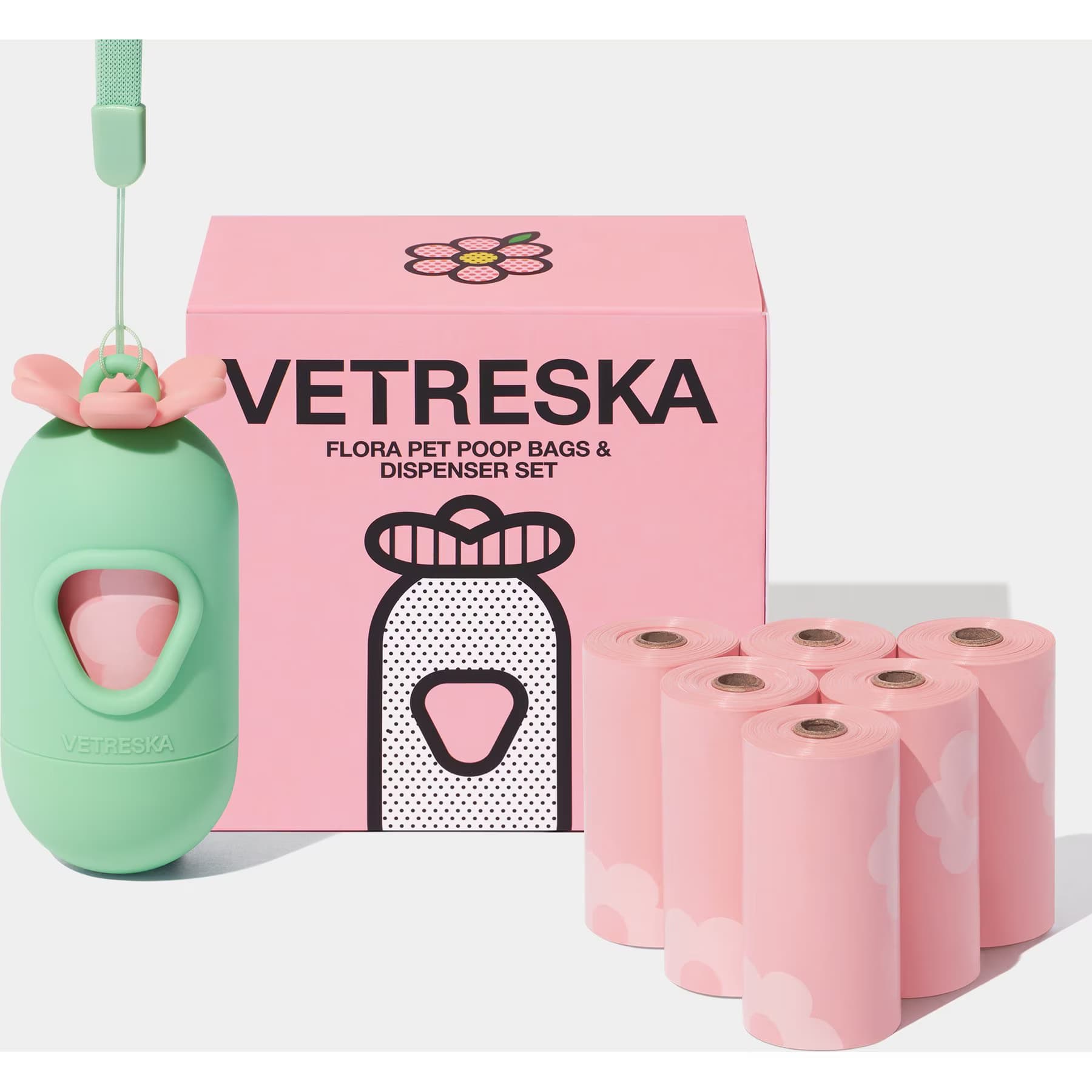 VETRESKA VETRESKA Dog Poop Bag Dispenser with Bags, Flora Scented