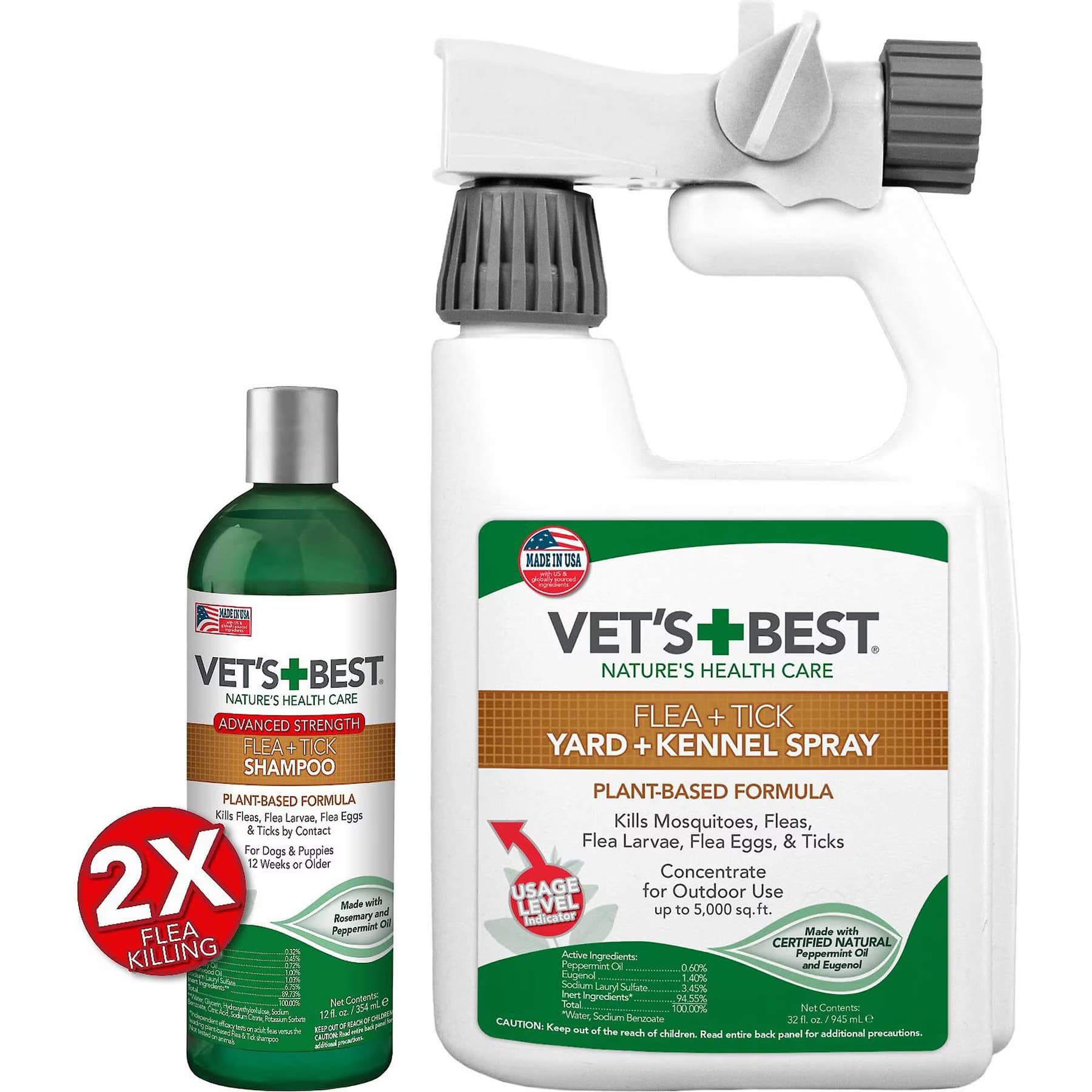 Vet's Best Vet’s Best Advanced Strength Flea & Tick Shampoo + Yard & Kennel Spray for Dogs