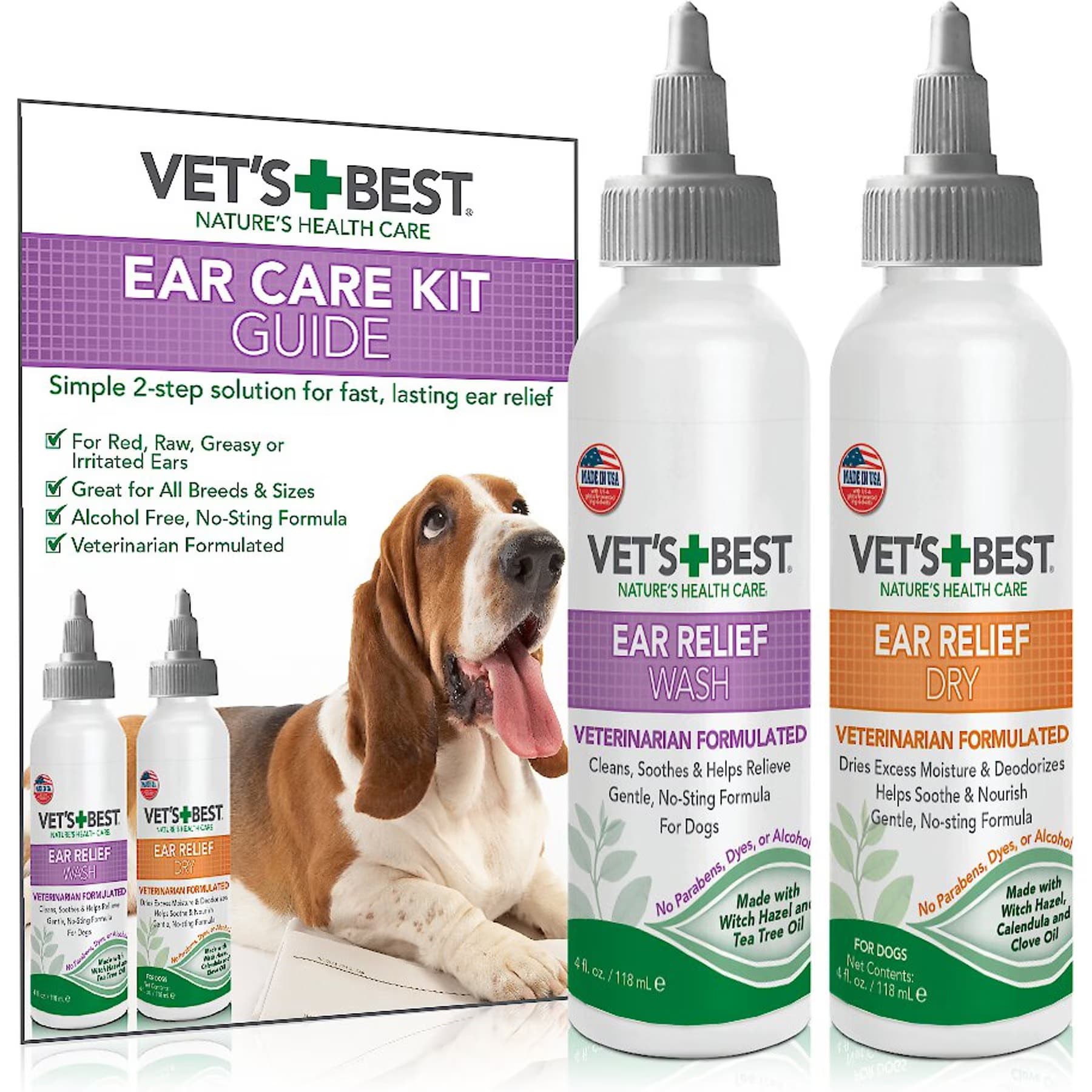 Vet's Best Vet’s Best Ear Relief Wash + Dry Combo Pack for Dogs, 2-pack