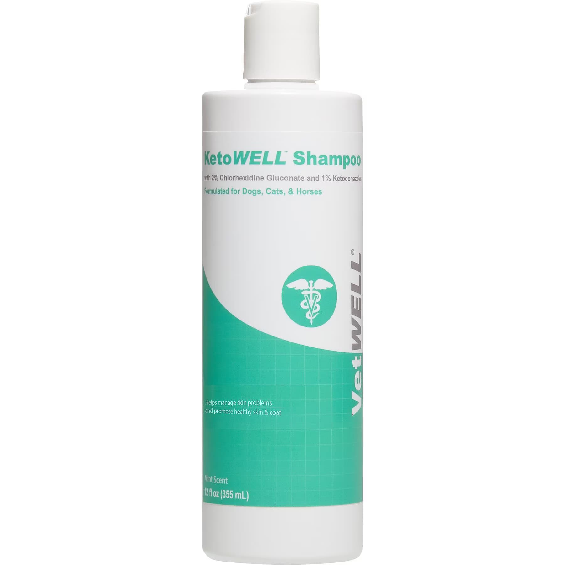 VetWELL VetWELL Ketoconazole Chlorhexidine Skin Infections, Growths, Abrasions, Acne, & Hot Spots Oatmeal & Aloe Mint Scent Medicated Dog & Cat Shampoo, 12-fl oz