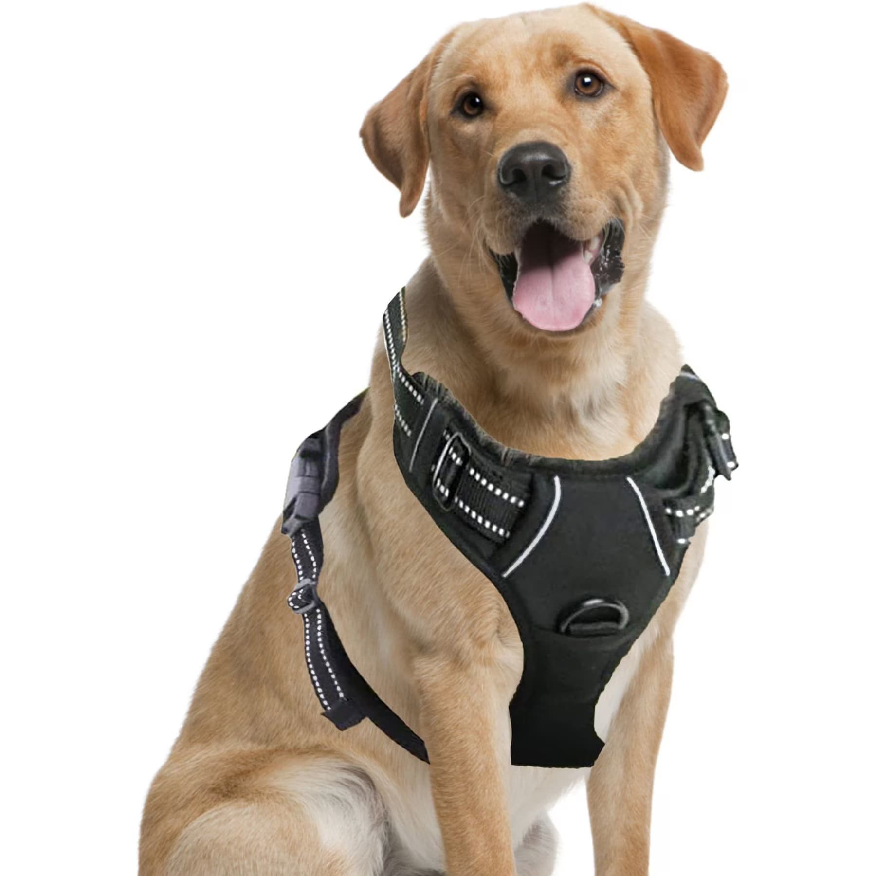 Vila Vila Adjustable Reflective No Pull Dog Harness, Black, Large, 17 to 34-in chest