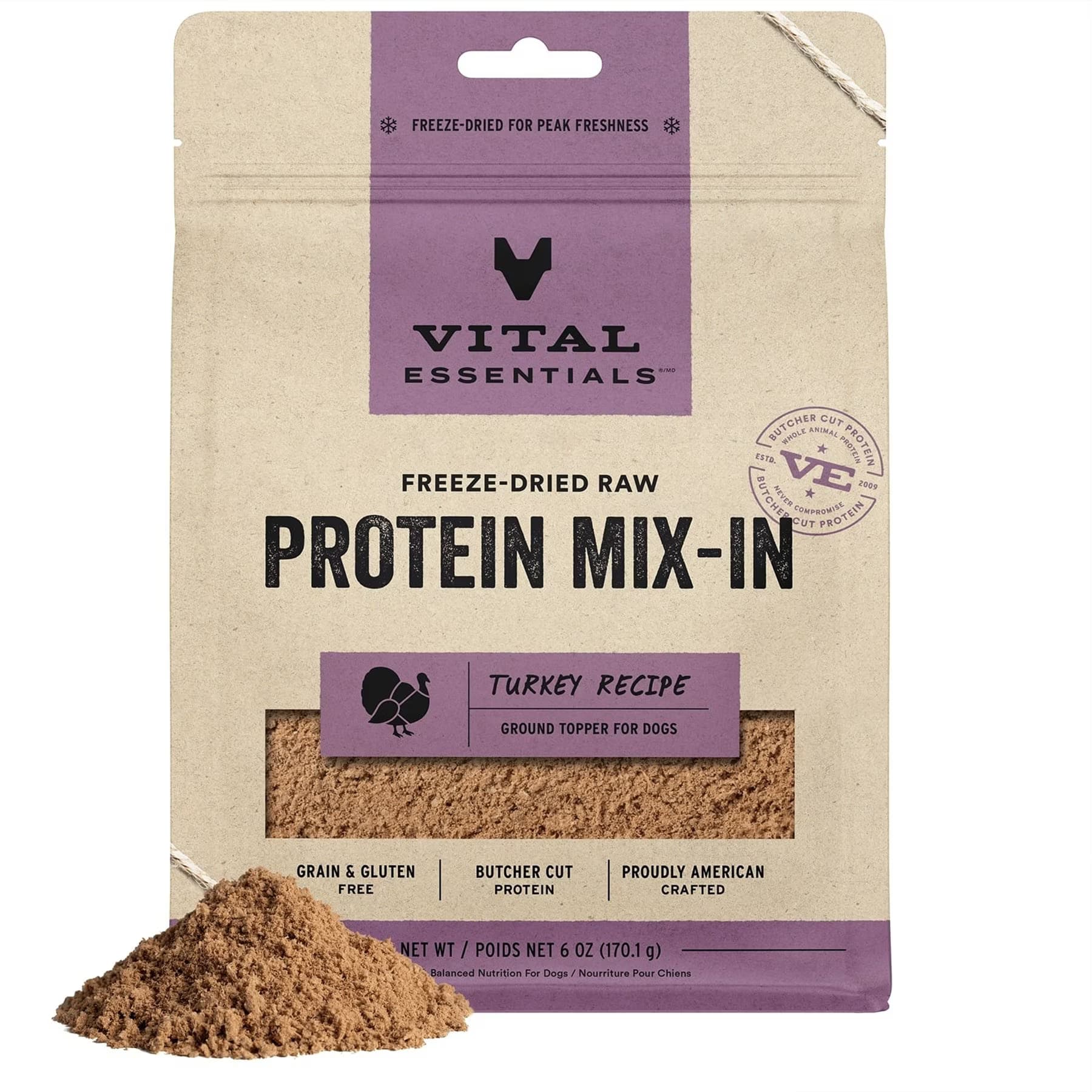 Vital Essentials Vital Essentials Ground Raw Turkey Entree Freeze-Dried Dog Food Topper