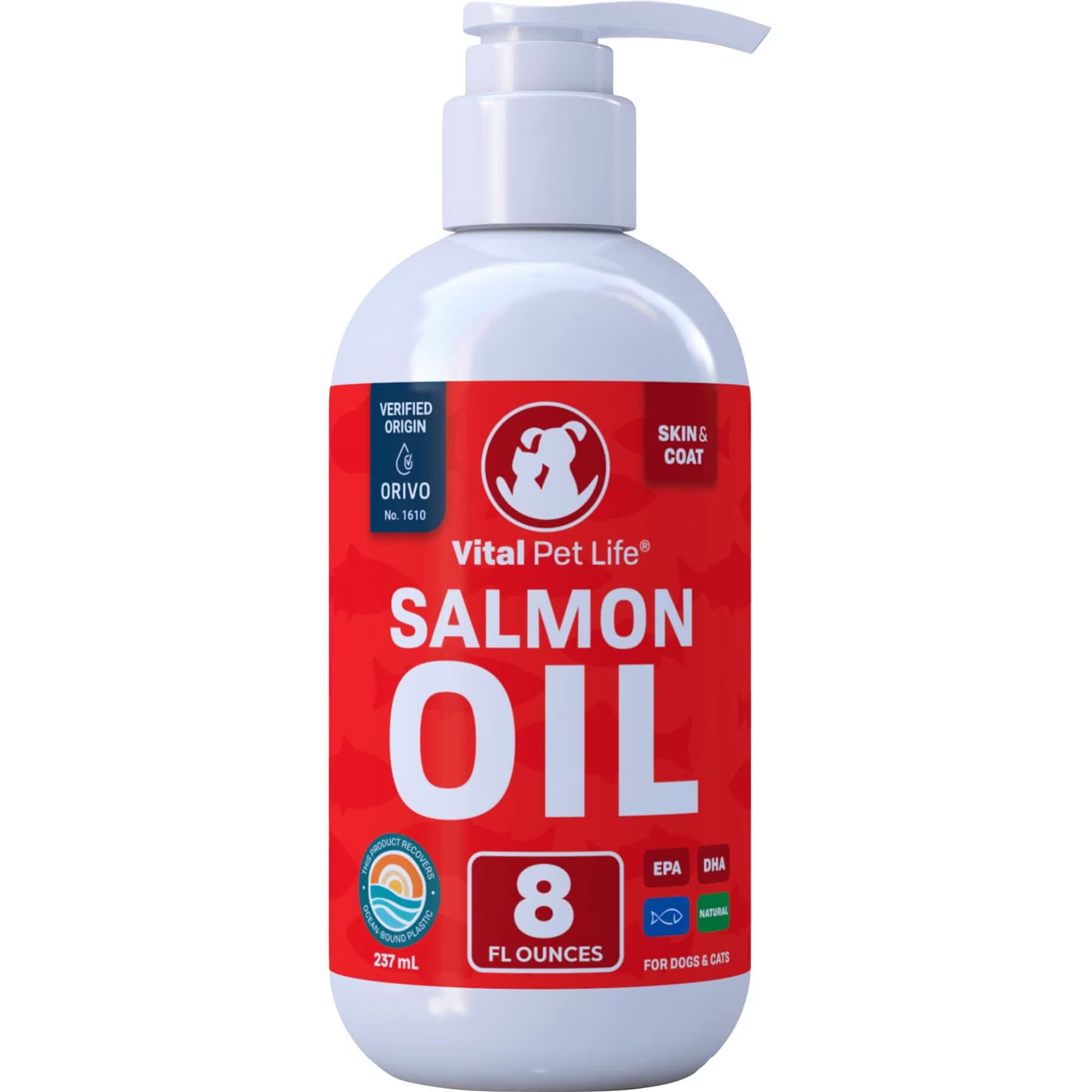 Vital Pet Life Vital Pet Life Salmon Oil Skin & Coat Health Liquid Omega-3 Supplement for Dogs & Cats, 16-fl oz bottle