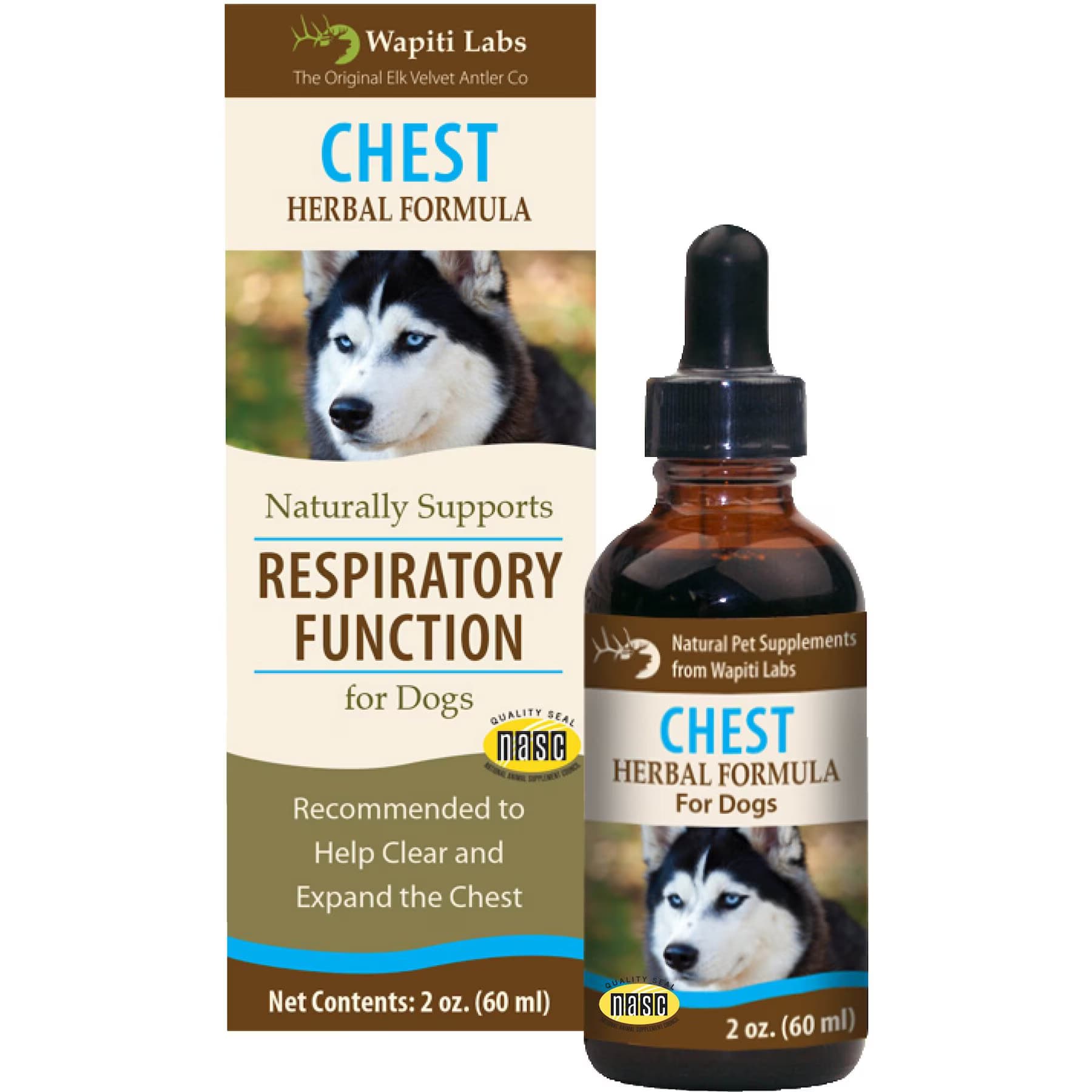 Wapiti Labs Wapiti Labs Chest Formula for Respiratory Function Dog Supplement, 2-fl oz bottle