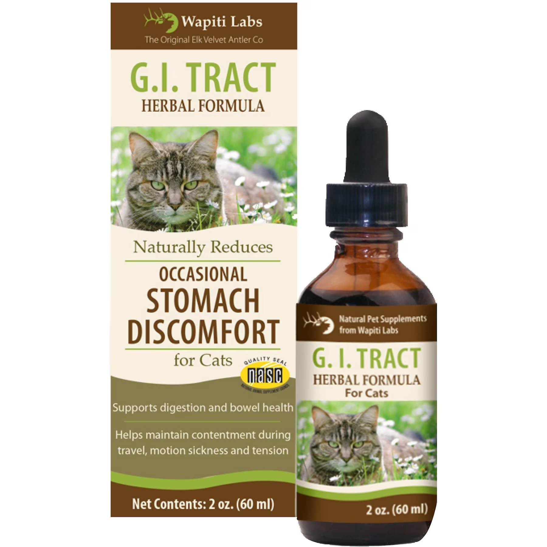 Wapiti Labs Wapiti Labs G.I. Tract Homeopathic Medicine for Digestive Issues for Cats, 2-fl oz bottle