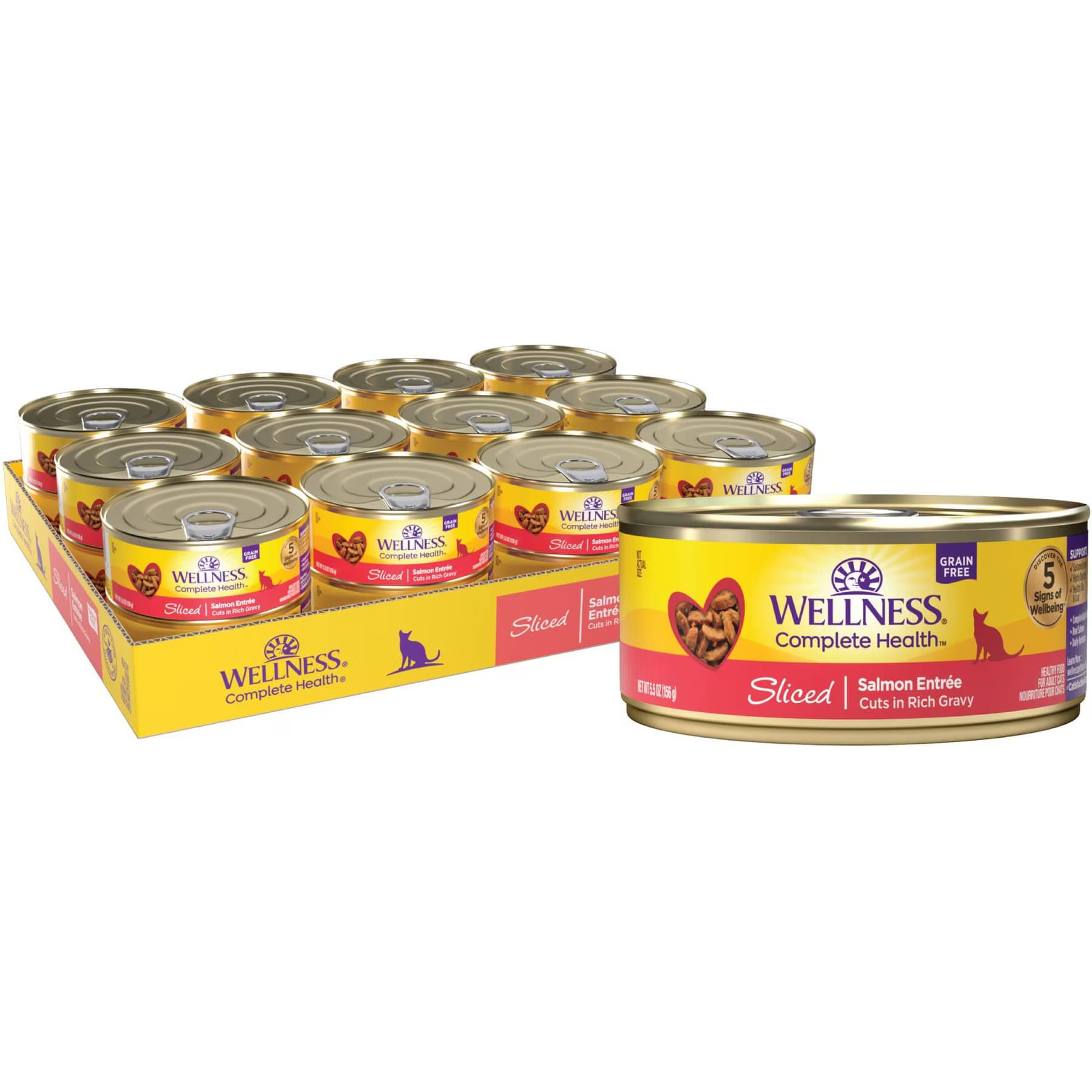 Wellness Complete Health Sliced Salmon Entree Natural Grain-Free Wet Cat Food — view 2