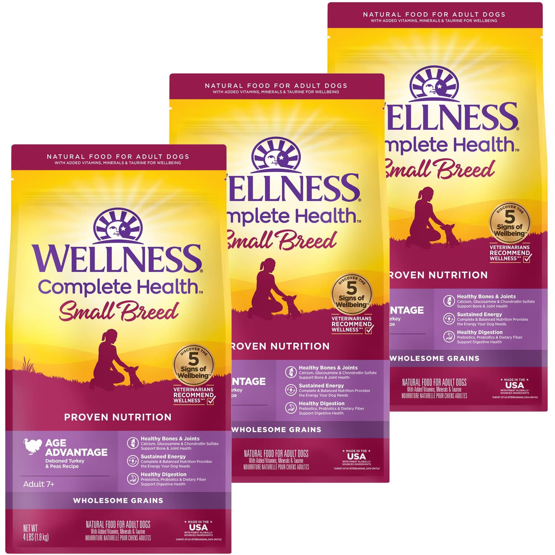 Wellness Complete Health Small Breed Senior Wholesome Grains Natural Turkey & Peas Dry Dog Food — view 2