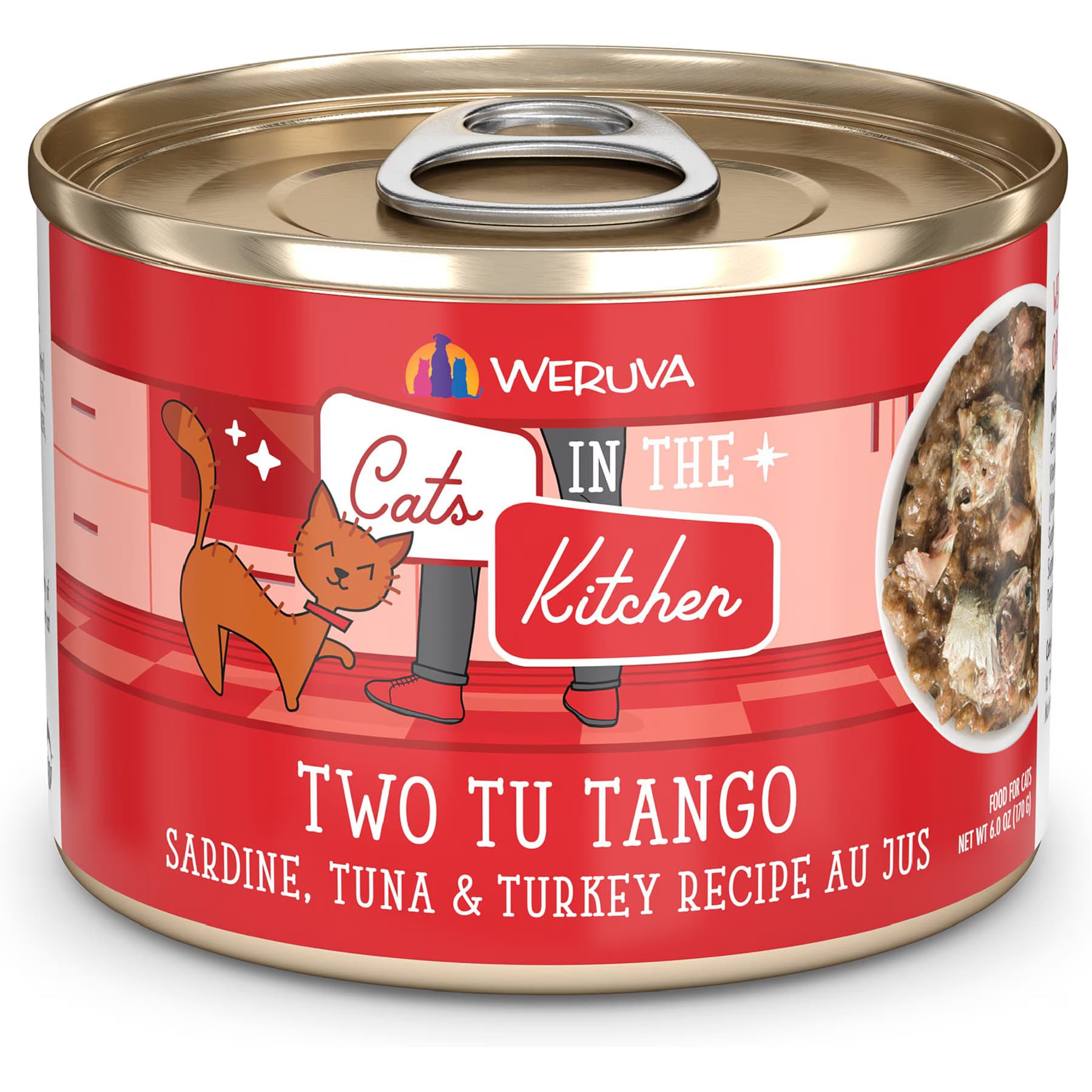 Weruva Cats in the Kitchen Two Tu Tango Sardine, Tuna & Turkey Au Jus Grain-Free Canned Cat Food, 3.2-oz — view 2