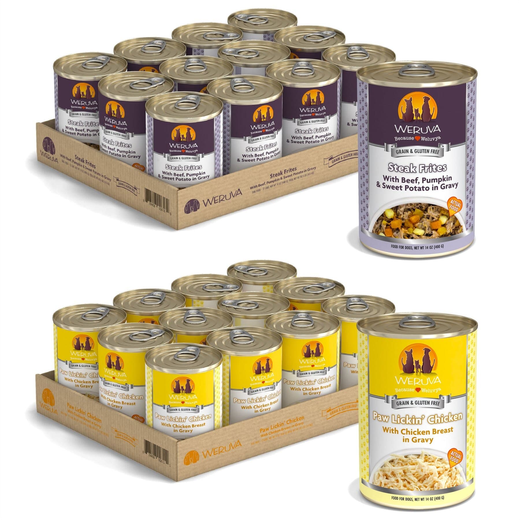 Weruva Weruva Paw Lickin' Chicken in Gravy + Steak Frites with Beef, Pumpkin & Sweet Potatoes in Gravy Canned Dog Food