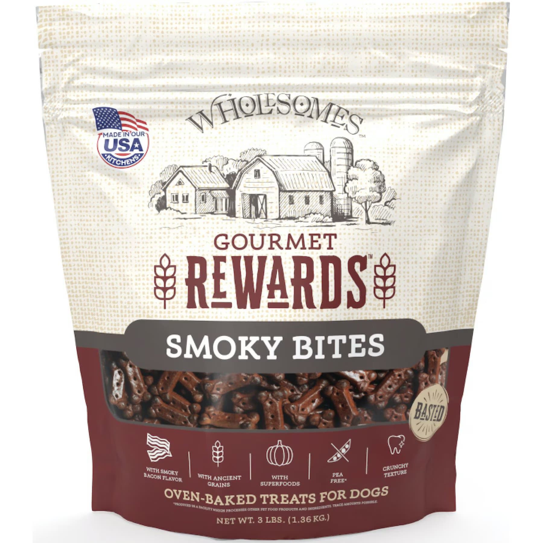 Wholesomes SPORTMiX Wholesomes Basted Biscuit with Smoky Bacon Flavor Grain-Free Dog Treats — Smokey Bites