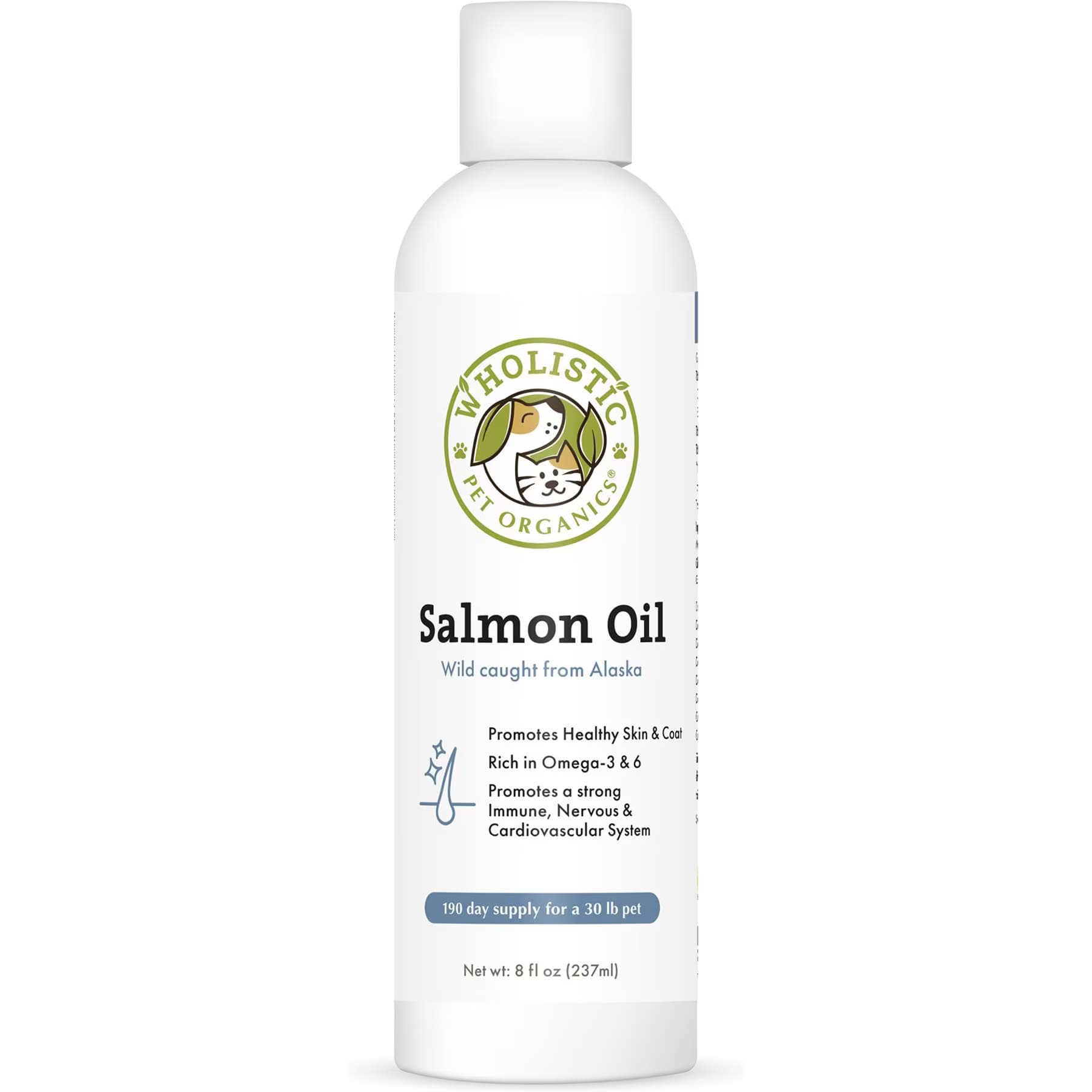 Wholistic Pet Organics Wholistic Pet Organics Wild Salmon Oil Liquid Supplement for Dogs & Cats, 8-fl oz bottle