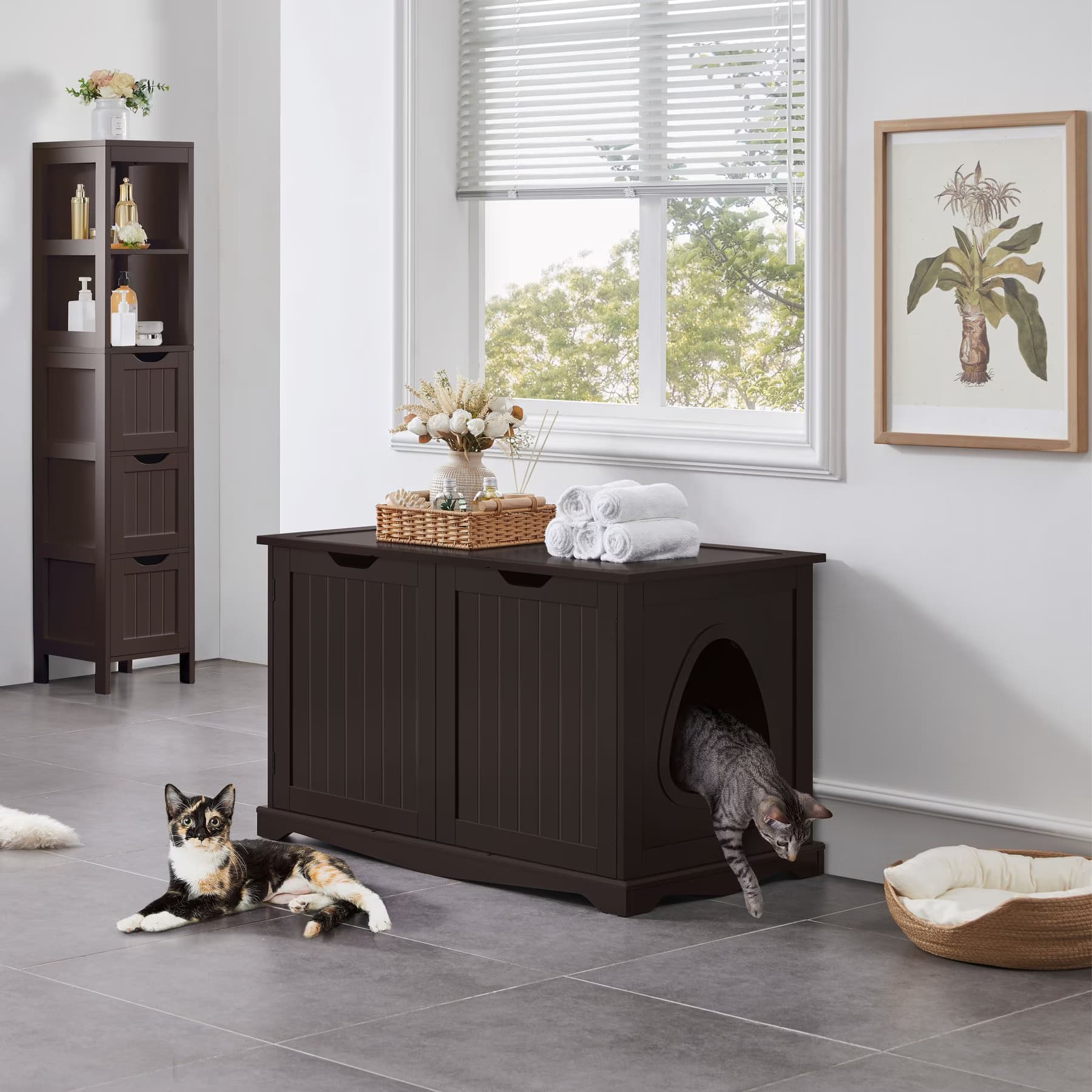 Yaheetech Yaheetech Cat Litter Box Enclosure, Large, Espresso
