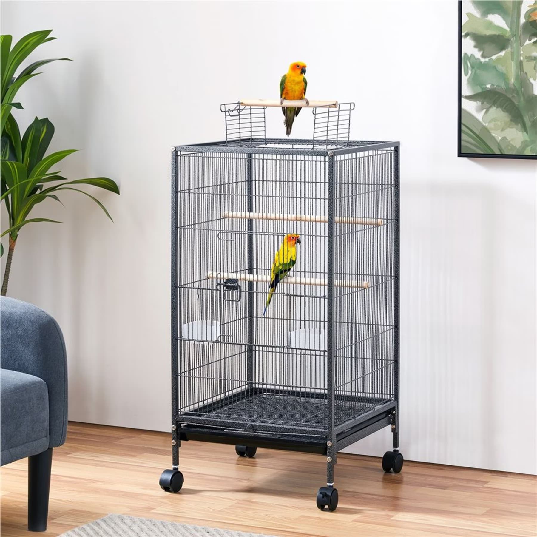 Yaheetech Yaheetech Iron Small Bird Cage, Black, 40-in