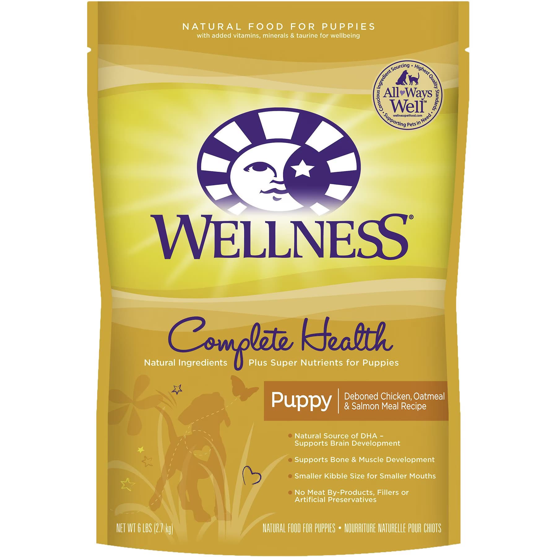 Wellness Complete Health Puppy Wholesome Grains Natural Chicken, Oatmeal, & Salmon Dry Dog Food — view 3
