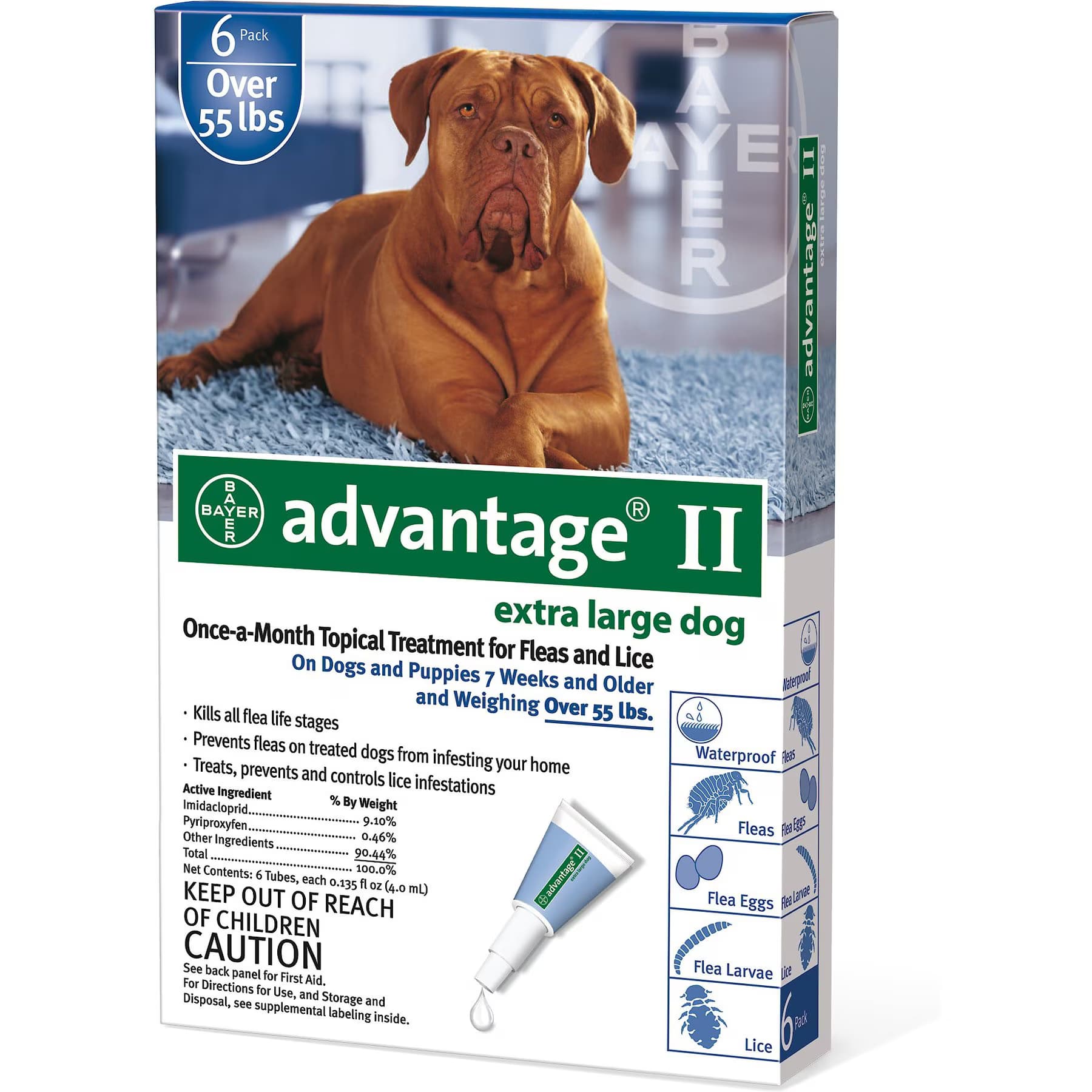 Advantage II Advantage II Flea Spot Treatment for Dogs, over 55 lbs, 6 Doses (6-mos. supply)