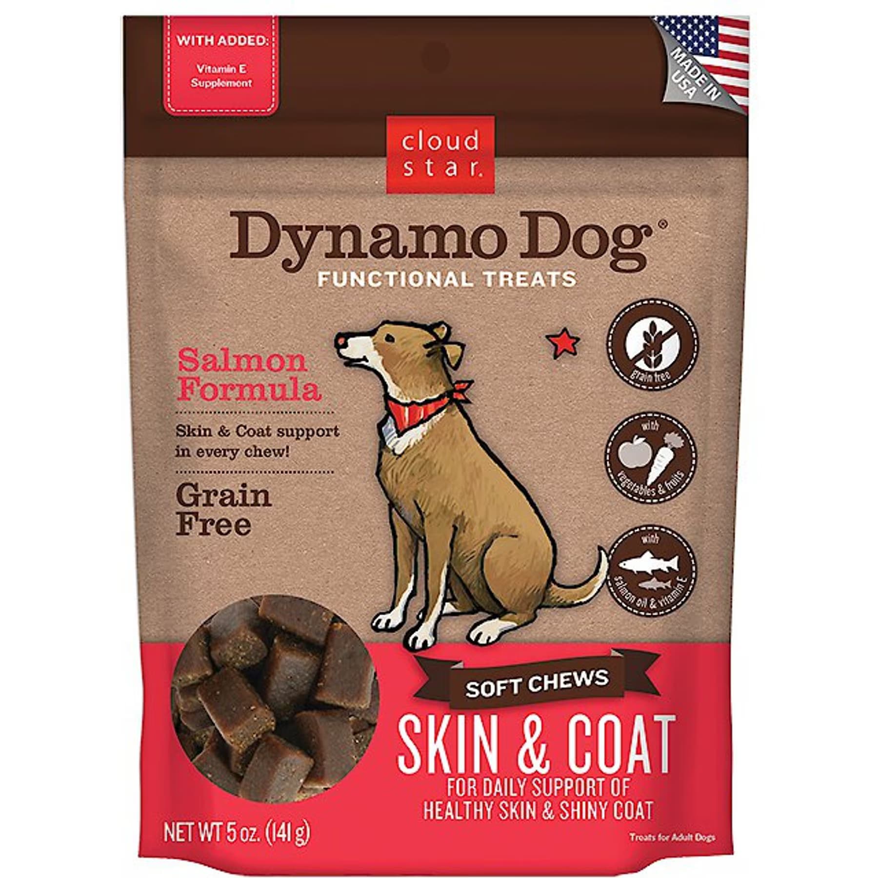 Cloud Star Cloud Star Dynamo Dog Skin & Coat Soft Chews Salmon Formula Grain-Free Dog Treats