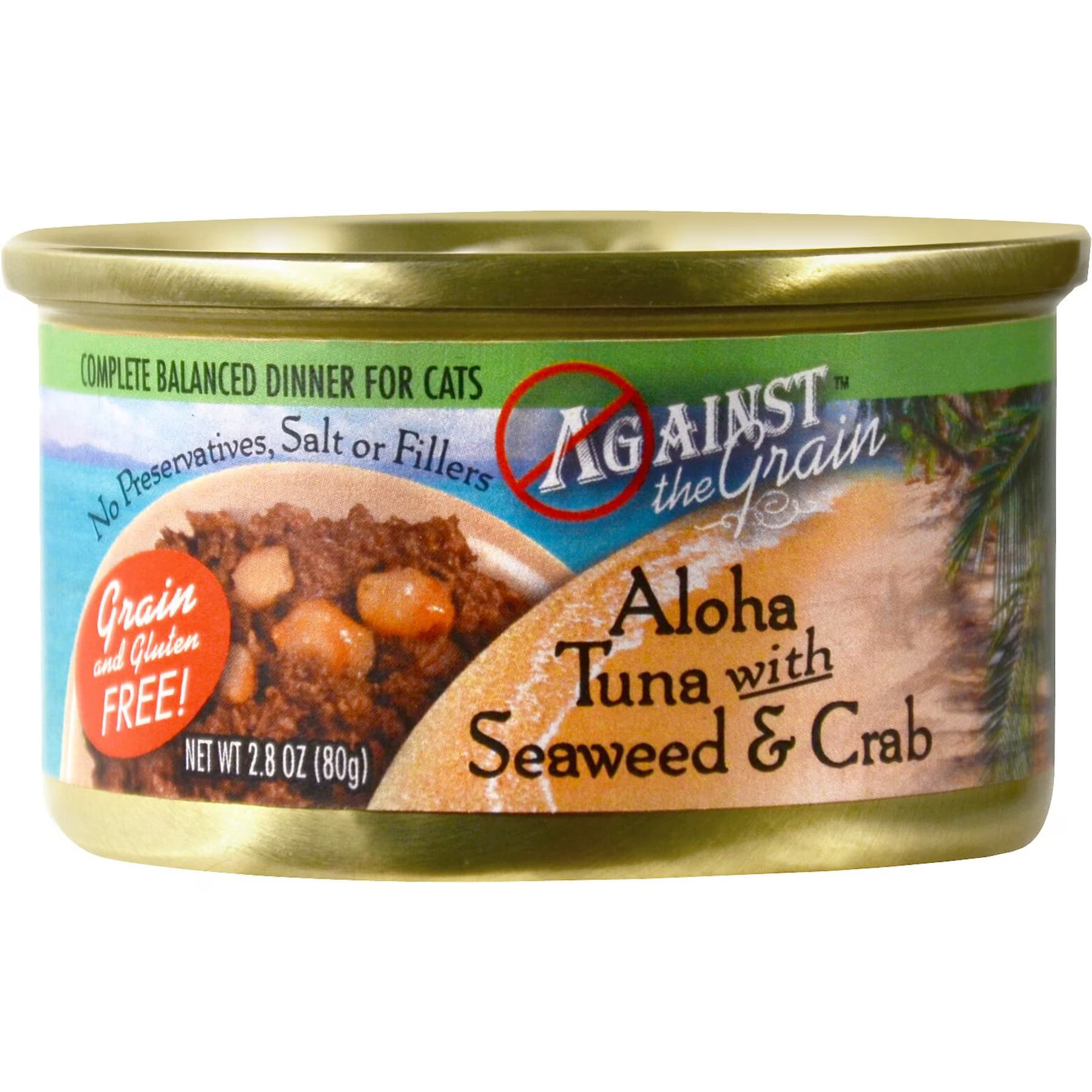 Against the Grain Against the Grain Aloha Tuna with Seaweed & Crab Dinner Grain-Free Tuna & Crab Canned Cat Food, 2.8-oz