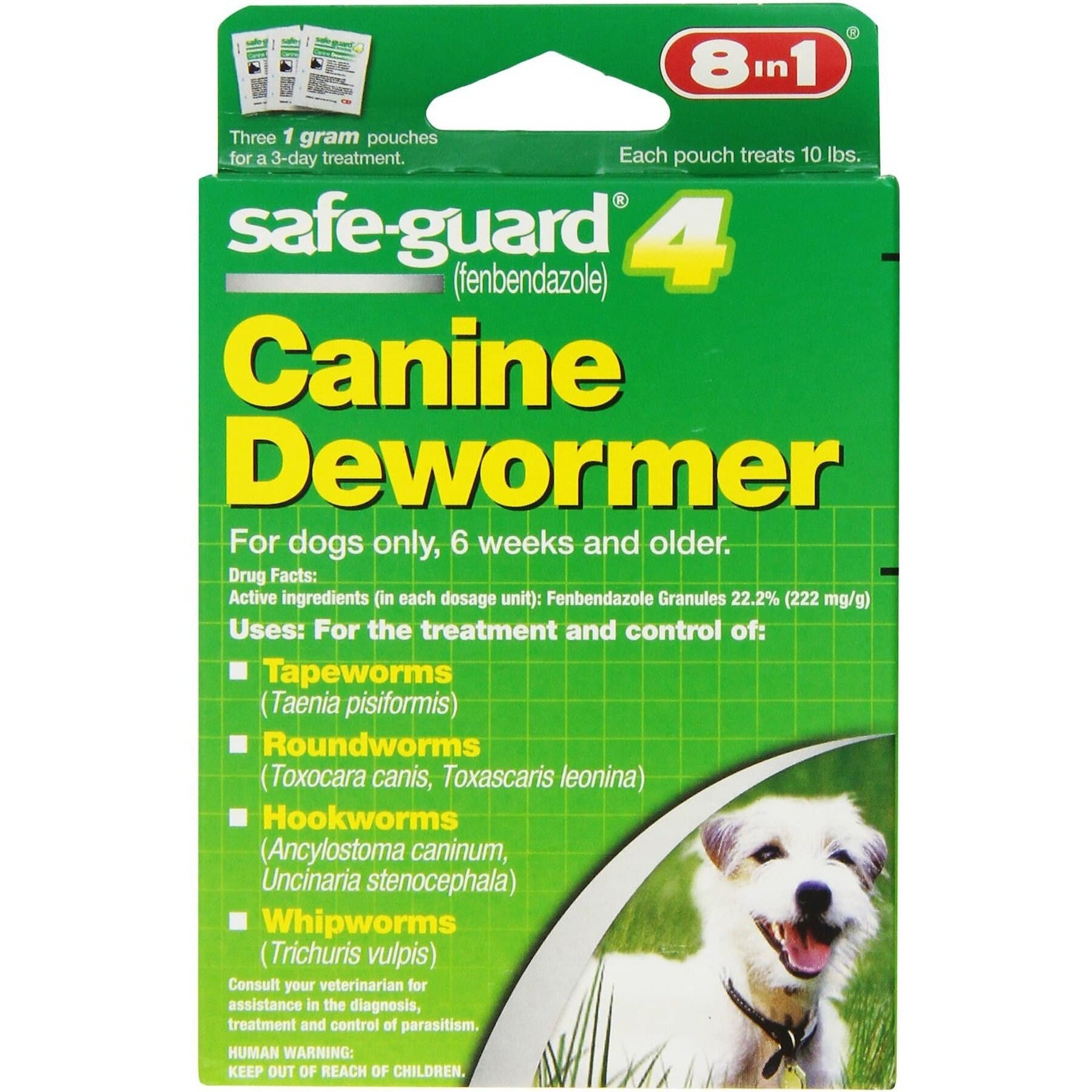 Safe-Guard Safe-Guard Dewormer for Hookworms, Roundworms, Tapeworms & Whipworms for Small Breed Dogs, 3 day treatment