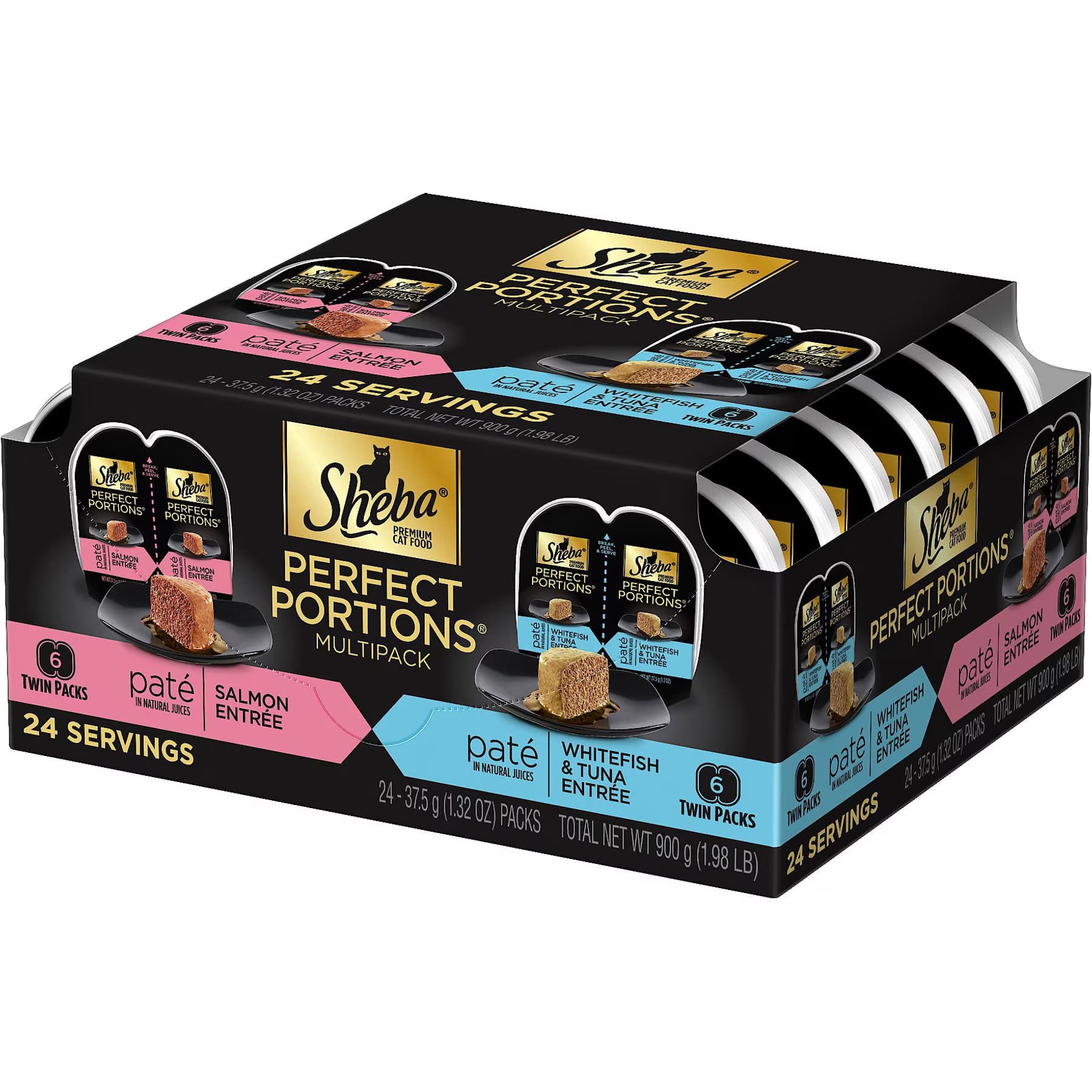 Sheba Perfect Portions Grain-Free Seafood Entrees Pate Variety Pack Adult Variety Pack: Salmon, Whitefish & Tuna Wet Cat Food Trays — view 2