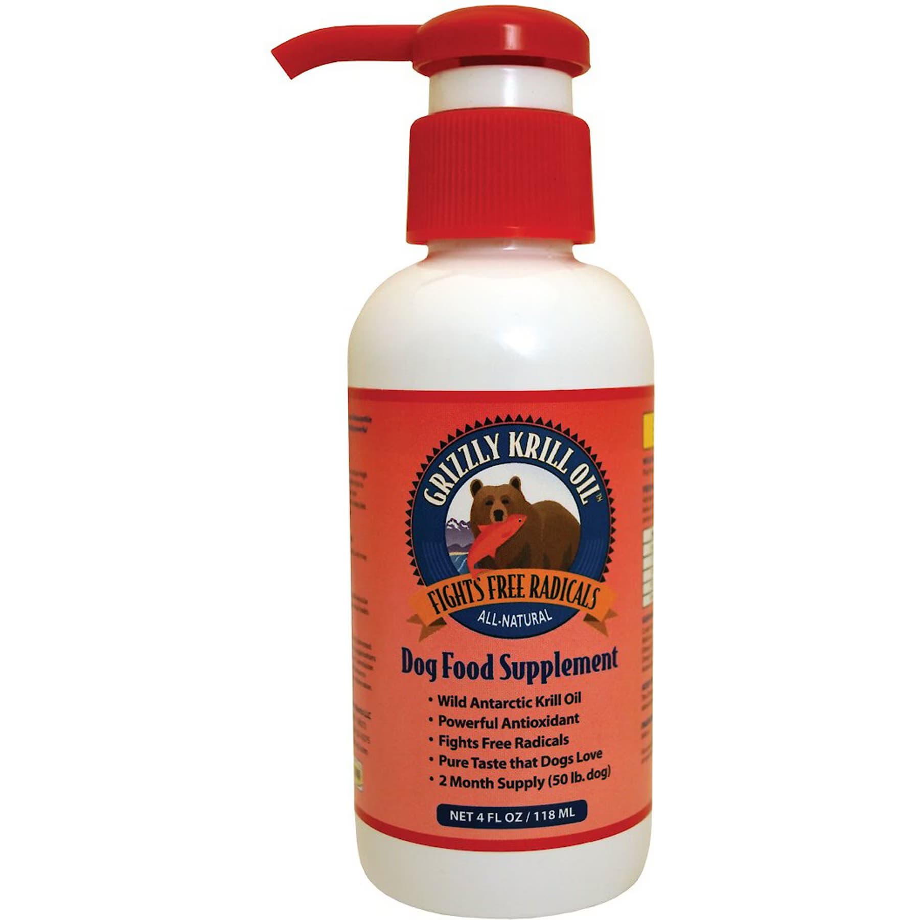 Grizzly Krill Oil Health Supplement for Dogs & Cats, 8-fl oz bottle — view 2