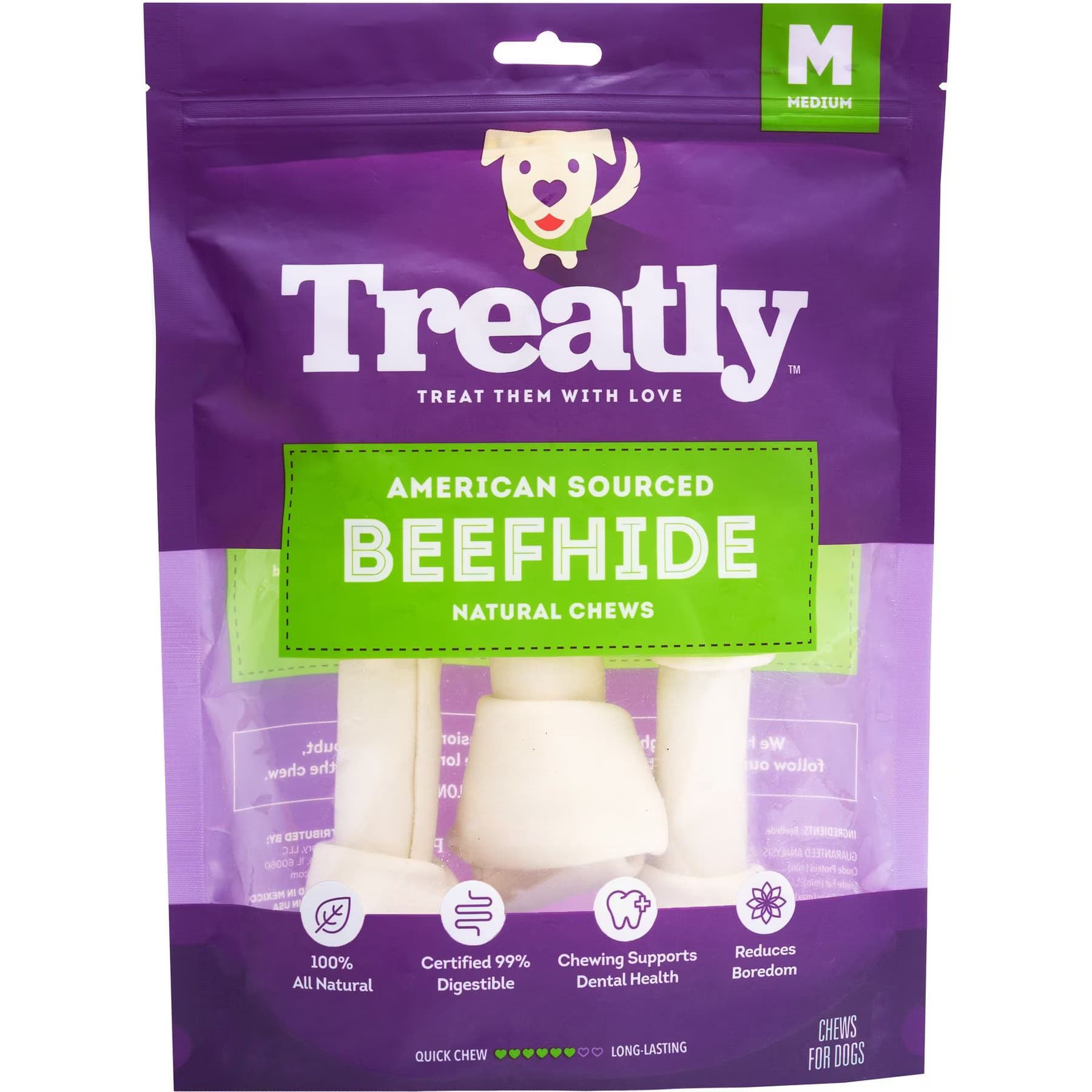 Treatly Treatly American Sourced Beefhide Bones 6 to 7-in Natural Flavor Dog Chews