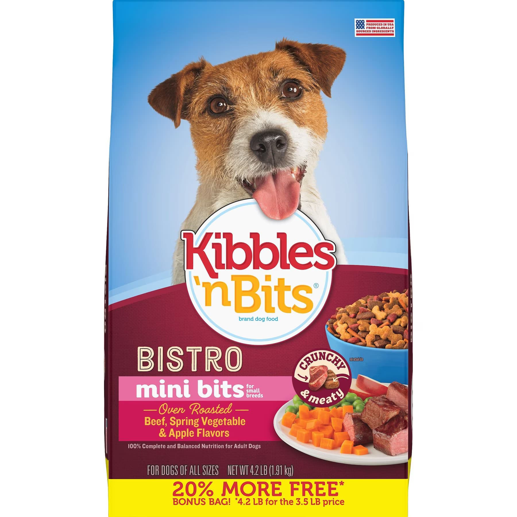 Kibbles 'n Bits Kibbles ‘n Bits Bistro Mini Bits Small Breed Beef, Vegetable & Apple Flavors 16-lb bag Dry Dog Food
