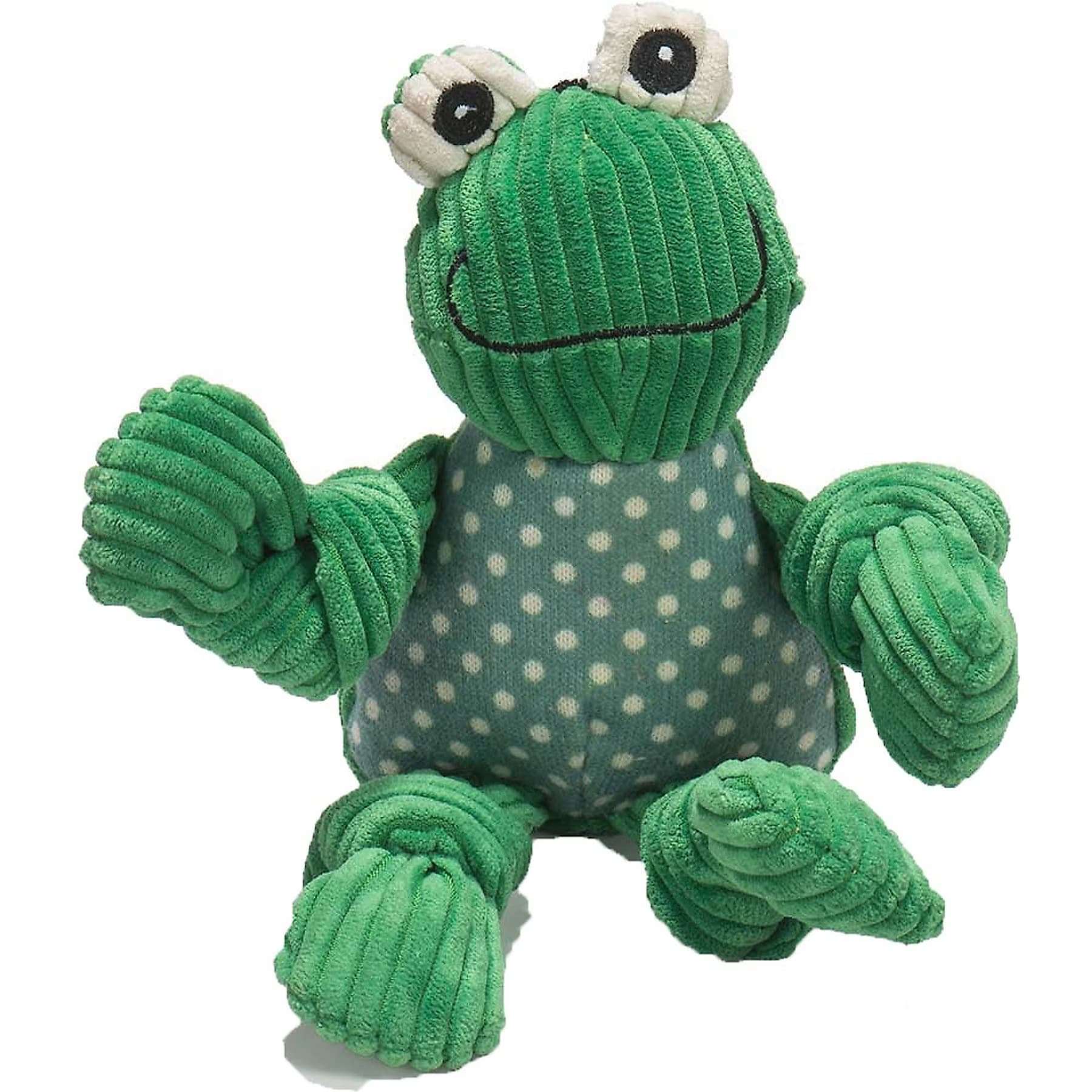 HuggleHounds HuggleHounds Woodlands Durable Plush Corduroy Knottie Frog Squeaky Dog Toy, Small — Fergie Frog