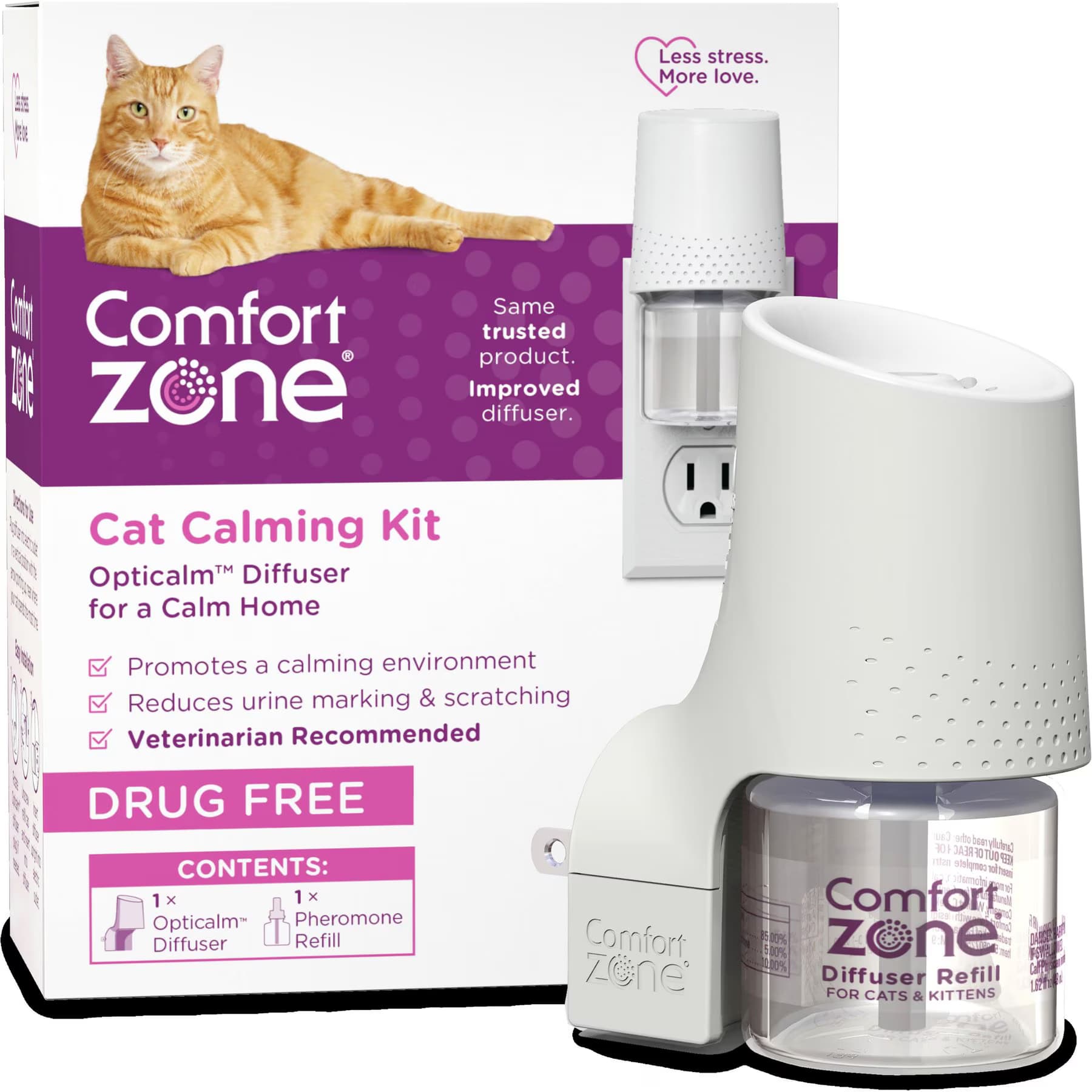 Comfort Zone Comfort Zone 30 Day Starter Kit Calming Pheromone Diffuser for Cats, 30-day, 1 Diffuser, 1 Refill